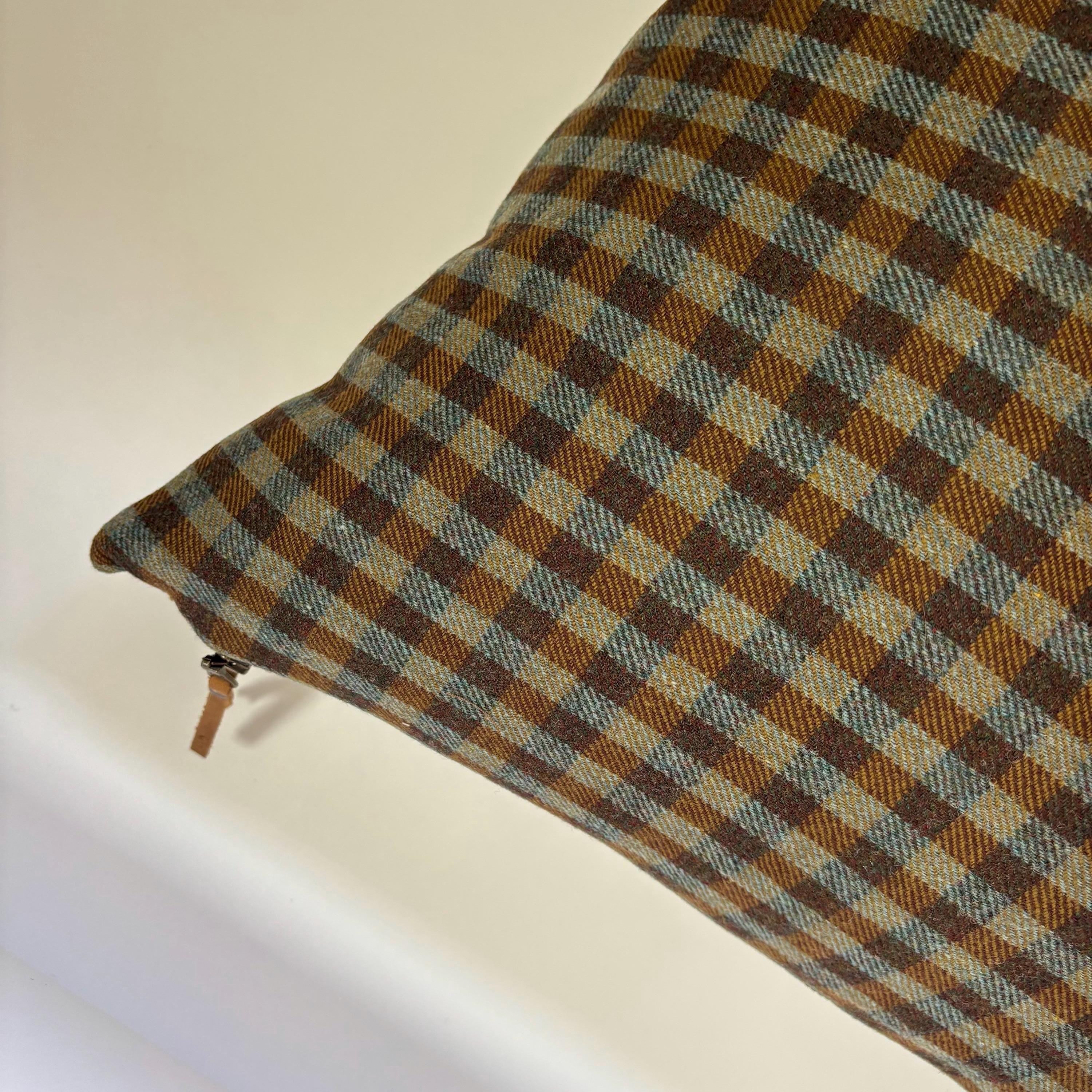 plaid pillow greens and browns wool fall pillow 18”20”22”24” 14x24 housewarming gift
