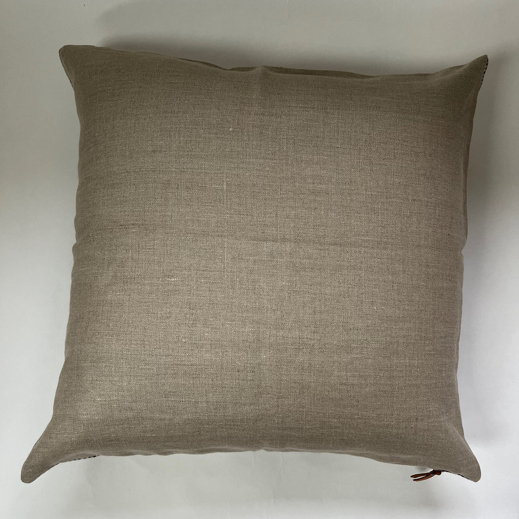 Black white and tan plaid linen pillow window pane exposed zipper checked pillow 24”20”22"14x24” 100% linen housewarming gift