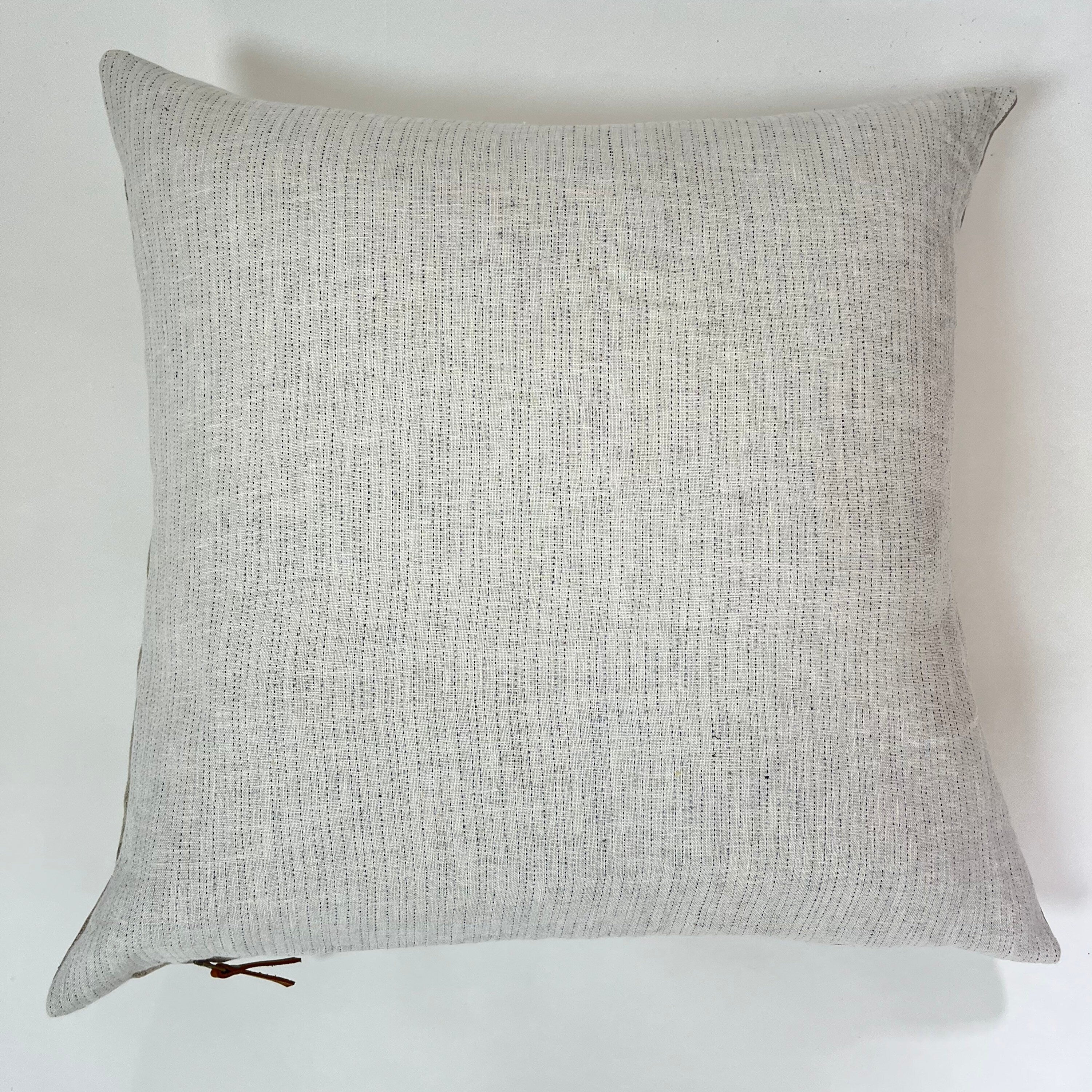 white and black striped linen pillow cover exposed zipper-leather pull 20"22"24" 14x24 high quality 100% linen housewarming gift