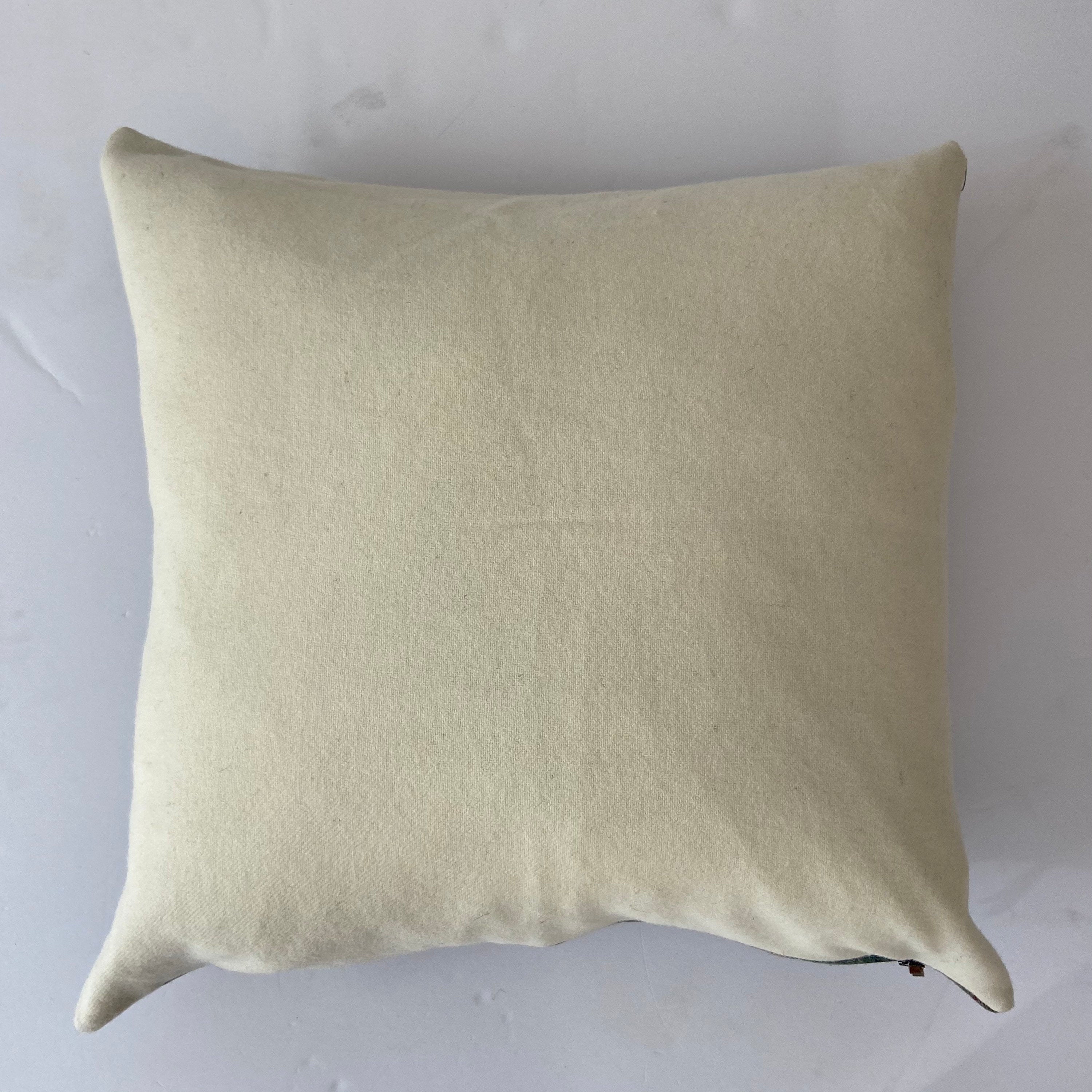 Green and blue plaid wool pillow cover exposed zipper 14x24" 24"22" 20"handmade  Handcrafted by misa