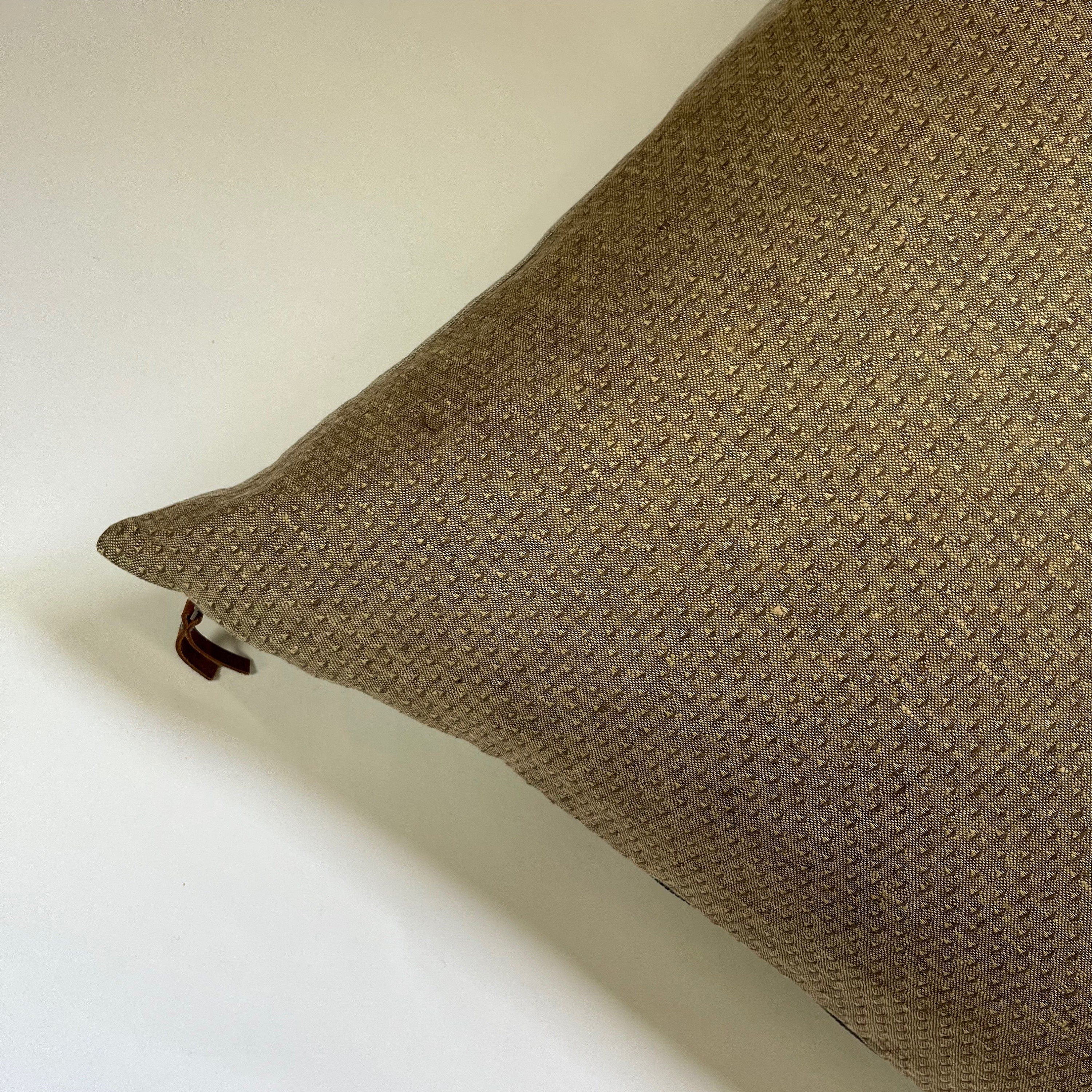 Brown textured linen pillow cover brown dotted pillow 18” 20” 22” 24” 14x24 housewarming gift handcrafted by misa 100% linen