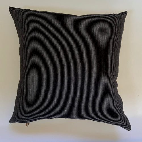 Black and white pinstriped linen pillow black and white stripe cover exposed zipper-leather pull 14x24 18”20”22” 24” high quality 100%linen