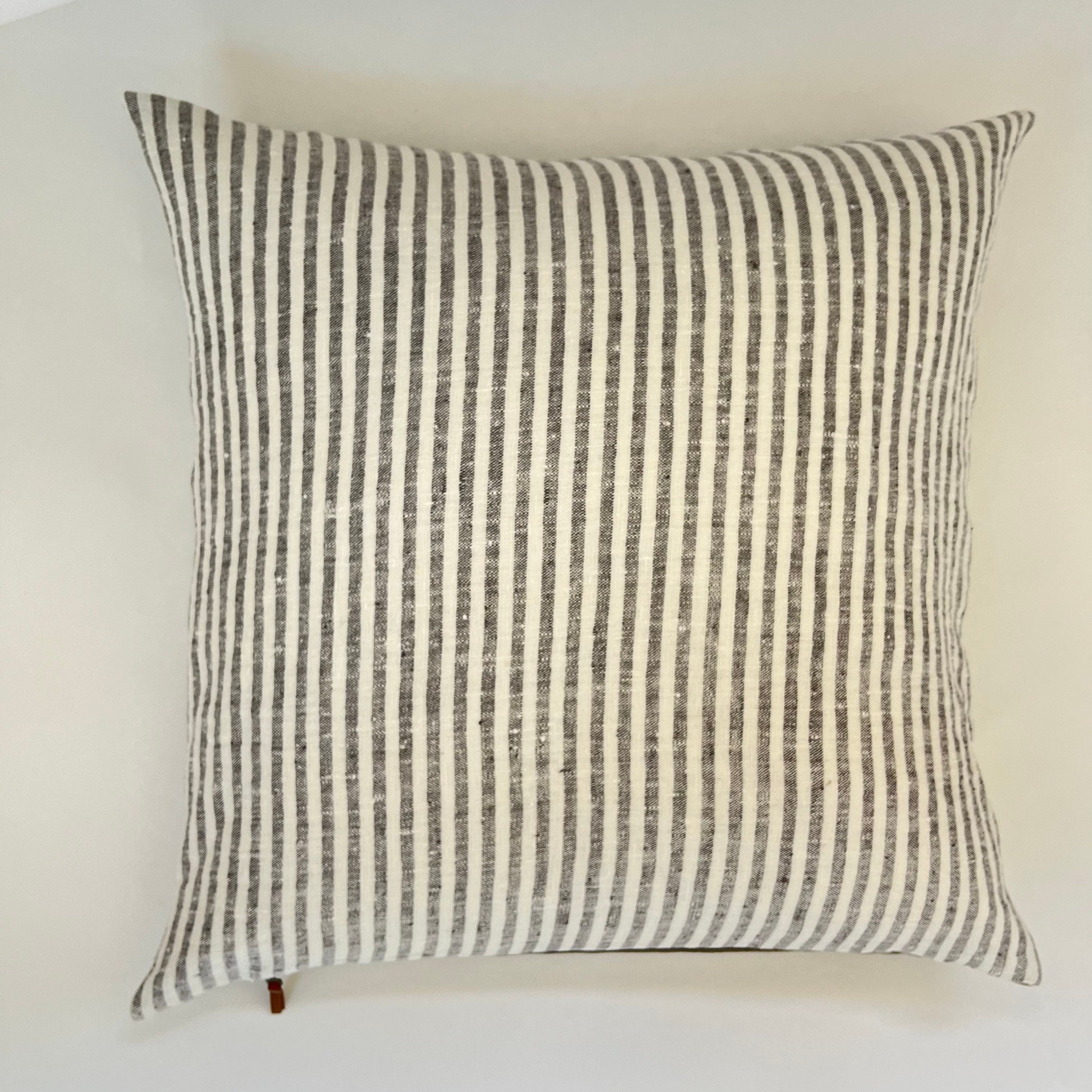 Gray pillow cover gray striped linen pillow gray and white striped pillow gray striped exposed zipper 14x24 20"22"24" housewarming gift