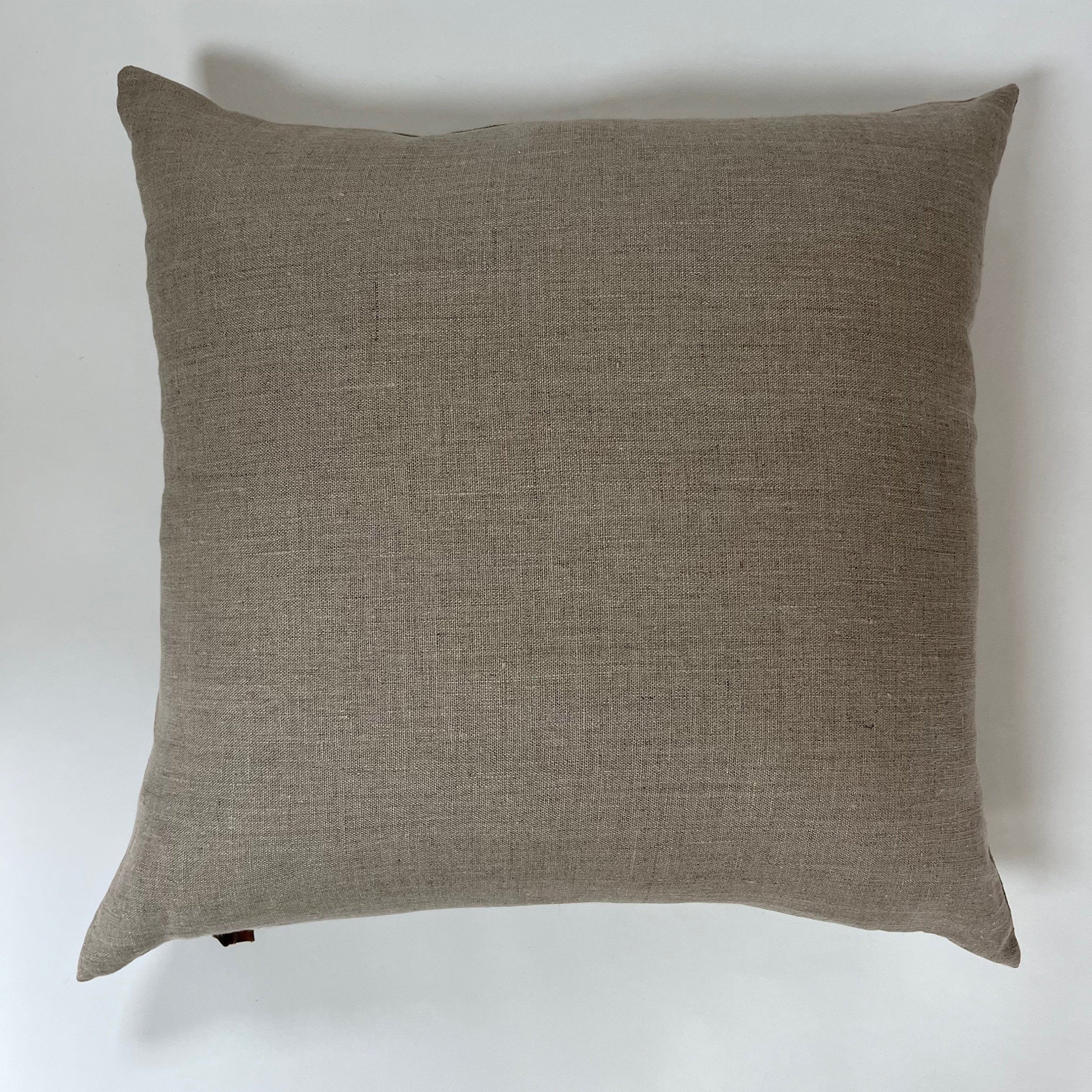 Natural Linen Pillow Cover: Exposed Zipper, Leather Pull (20x20, 24x24, 14x24 Lumbar)
