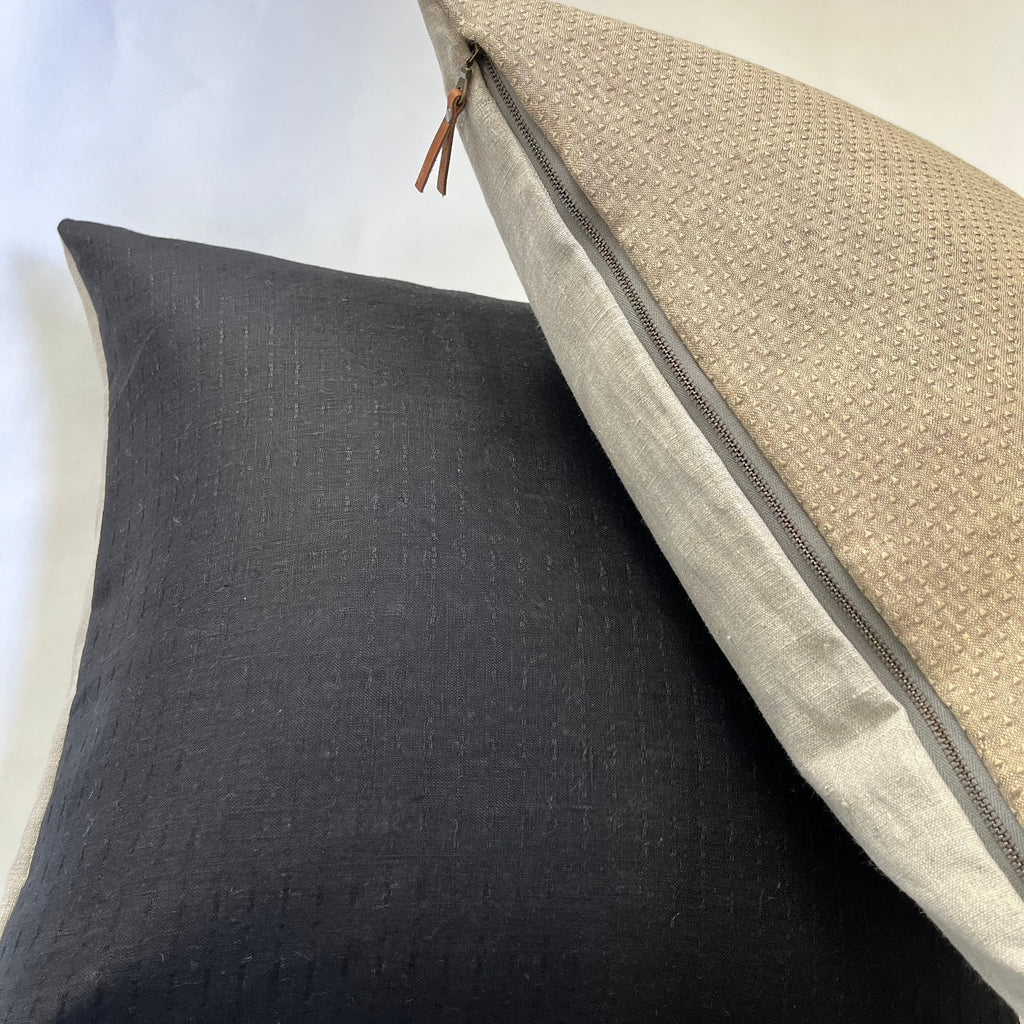 Brown textured linen pillow cover brown dotted pillow 18” 20” 22” 24” 14x24 housewarming gift handcrafted by misa 100% linen