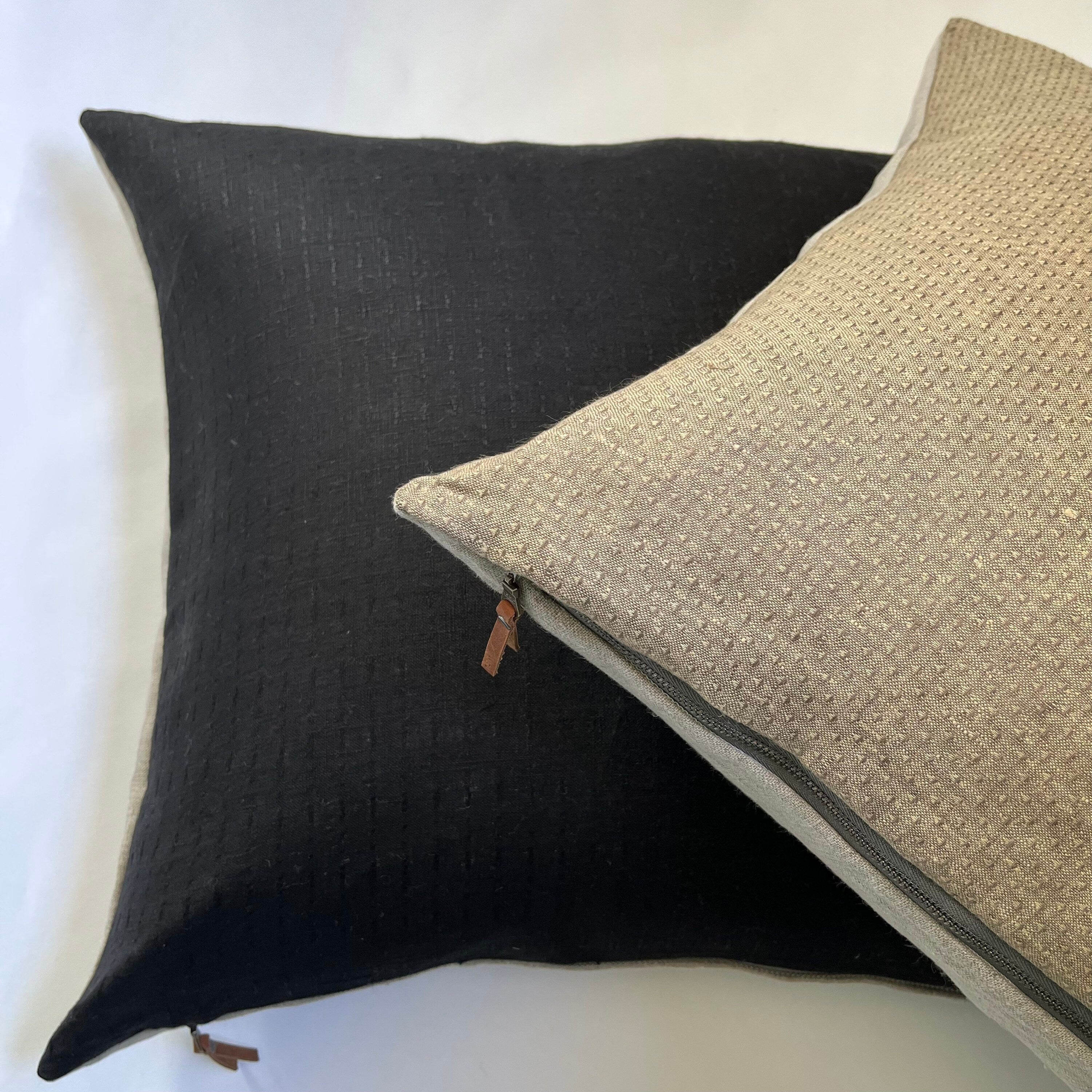 Black linen pillow cover black textured linen pillow textured housewarming gift exposed zipper 20” 22”24”18” 14x24”