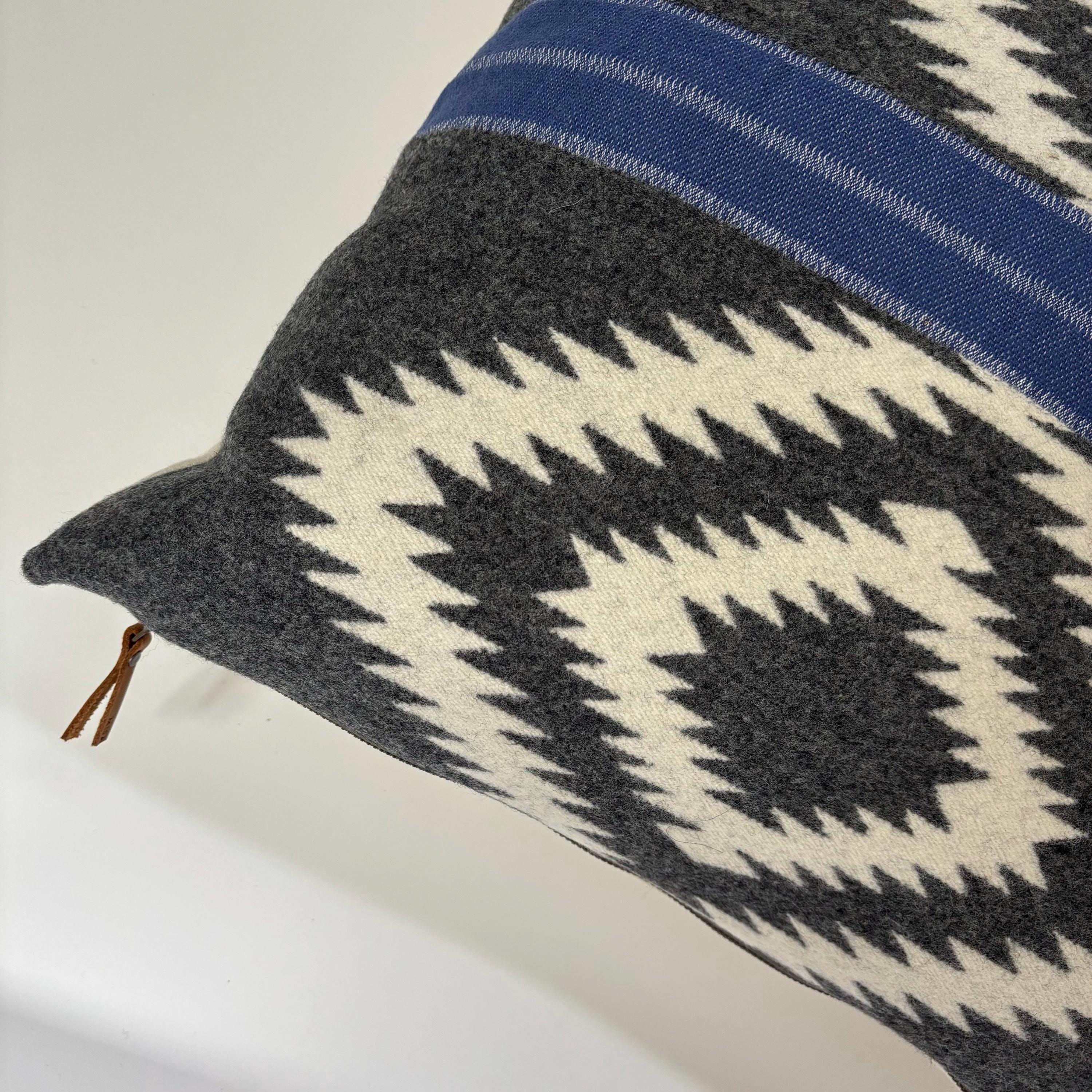 Wool Pillow Cover: Gray Aztec Southwestern Throw Pillow (18x18")