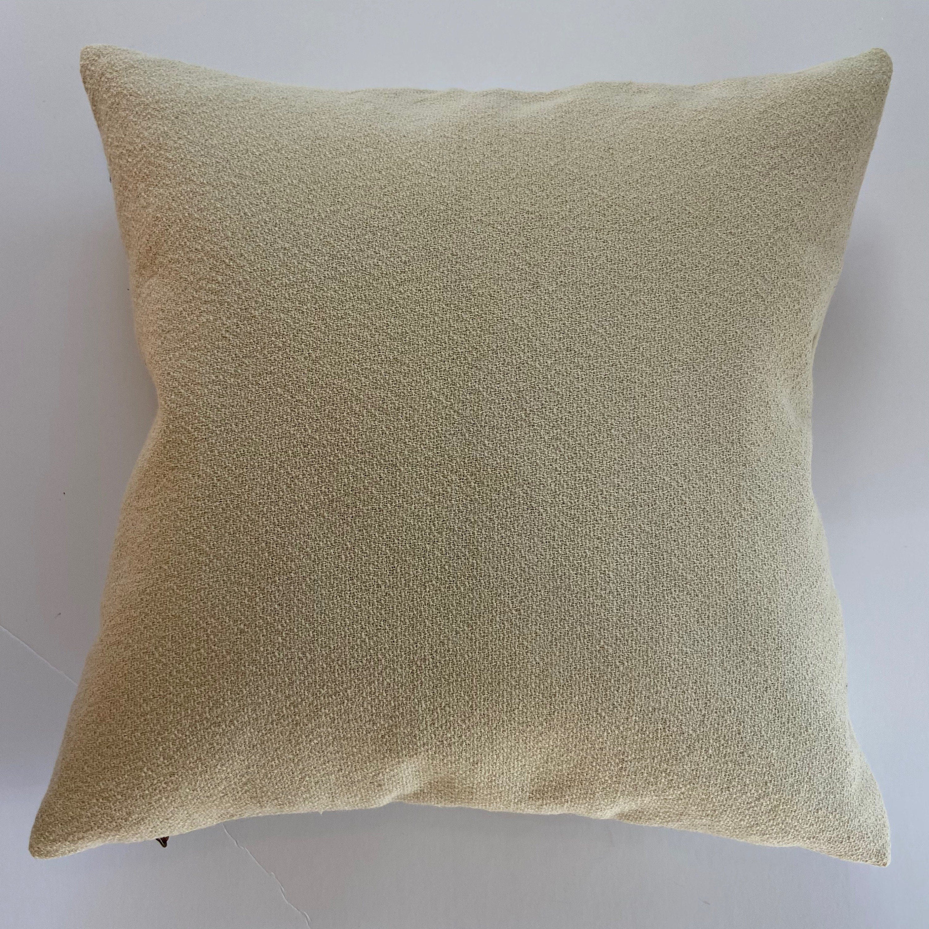 wool pillow cover orange Rust and gray exposed zipper-leather pull 20x20 14x24 handmade Handcrafted by misa