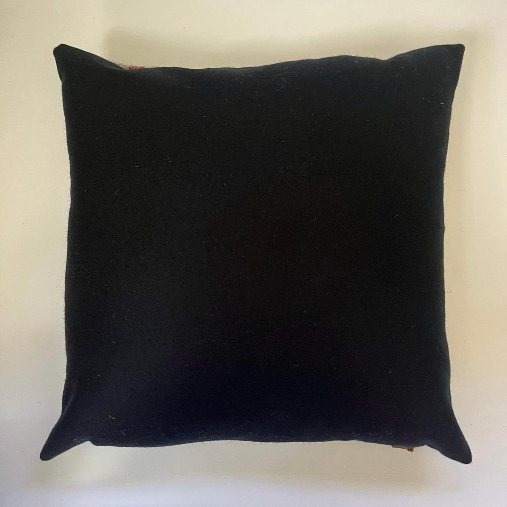 Wool Pillow Cover: Aztec Southwestern Design, Leather Pull (18x18”)