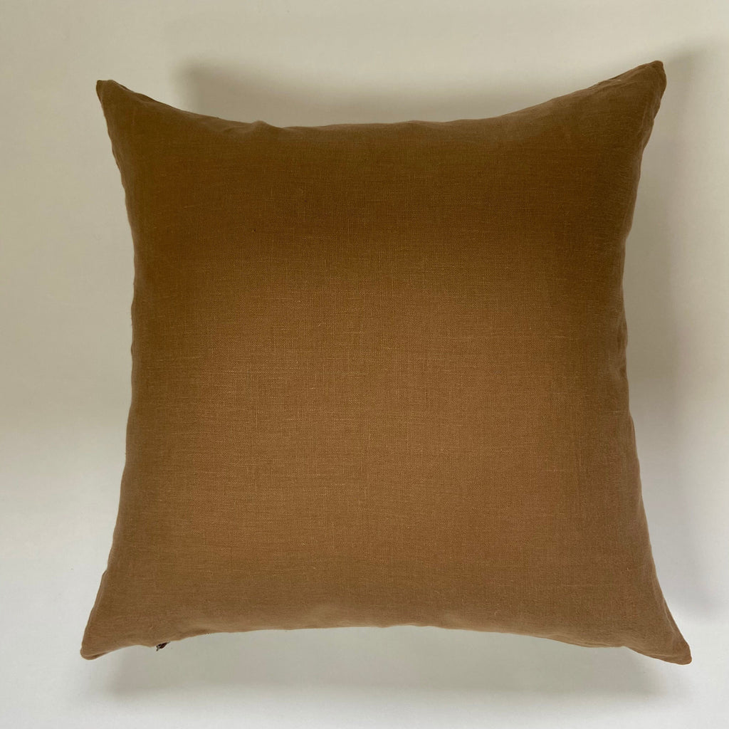 Ginger linen pillow cover 100% linen with exposed zipper leather pull 24x24” 20x20” 22x22" 14x24”handcrafted by misa housewarming pillow