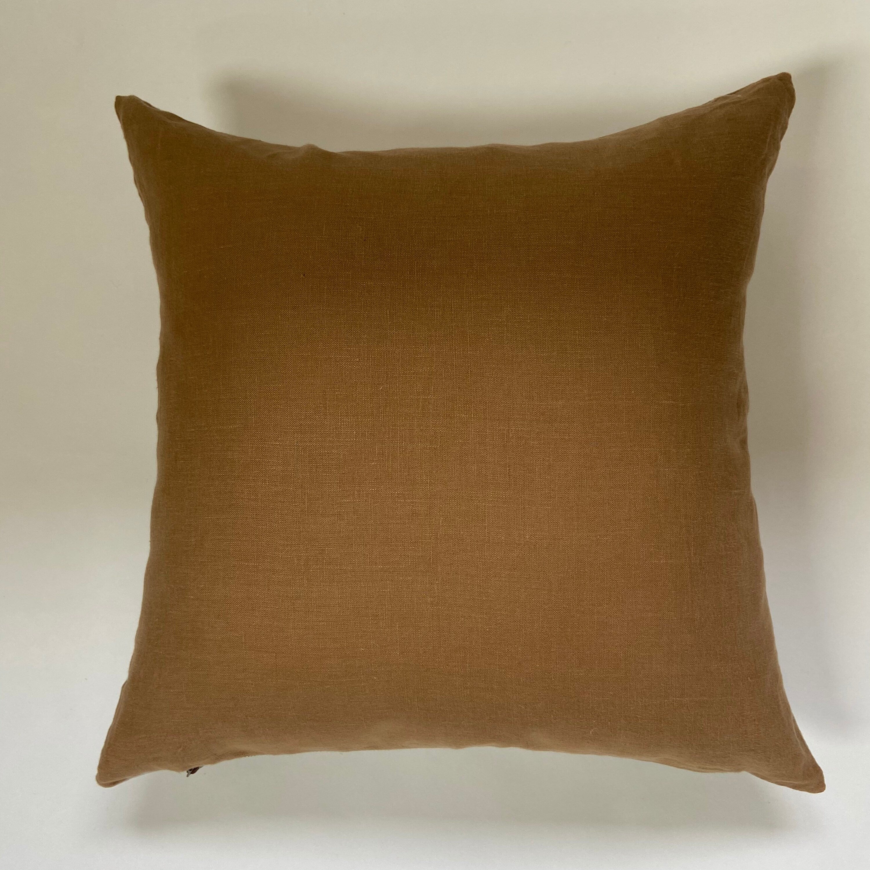 Ginger linen pillow cover 100% linen with exposed zipper leather pull 24x24” 20x20” 22x22" 14x24”handcrafted by misa housewarming pillow