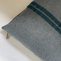 Blue pillow with blue stripe wool 18x18  exposed zipper blue striped pillow housewarming gift