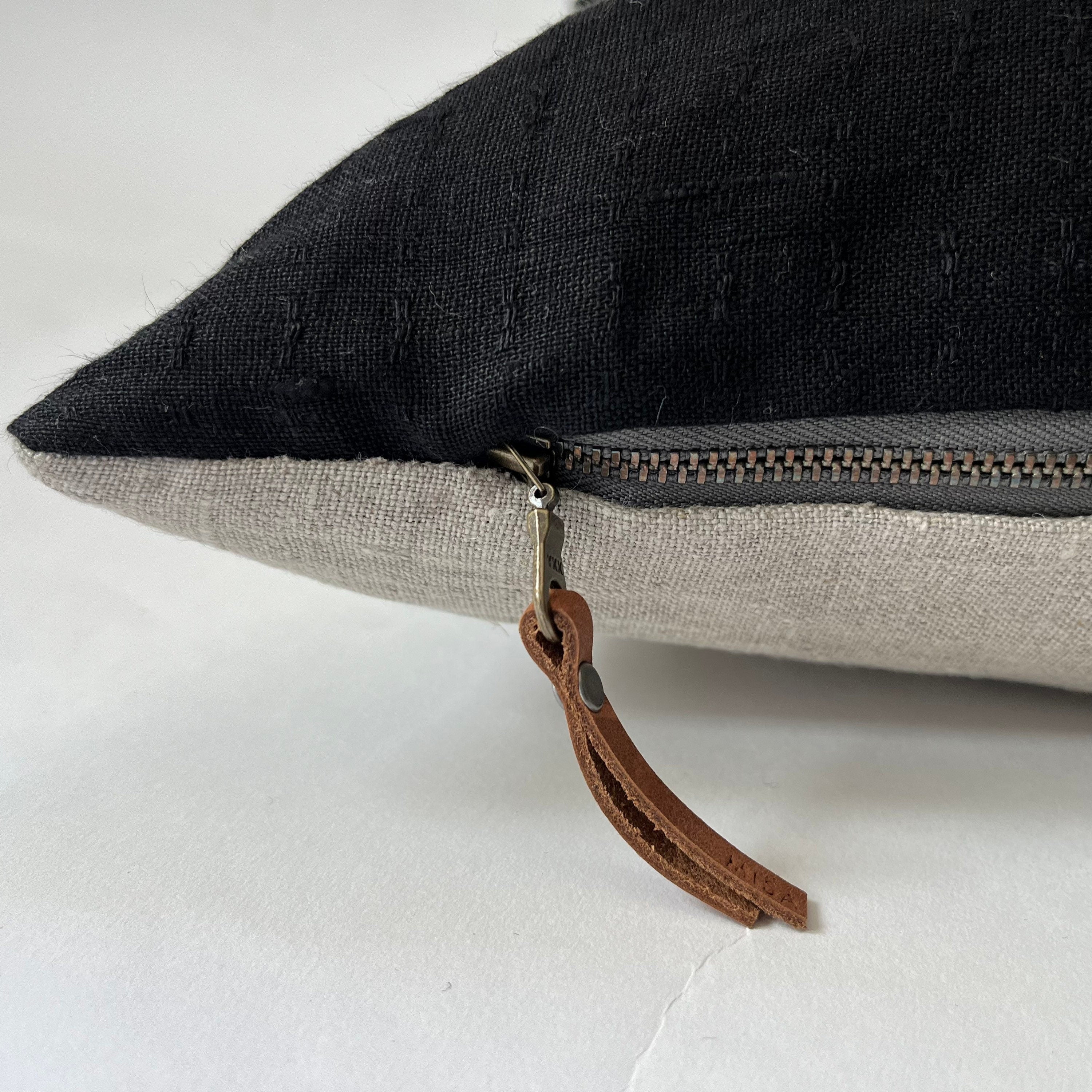 Black linen pillow cover black textured linen pillow textured housewarming gift exposed zipper 20” 22”24”18” 14x24”