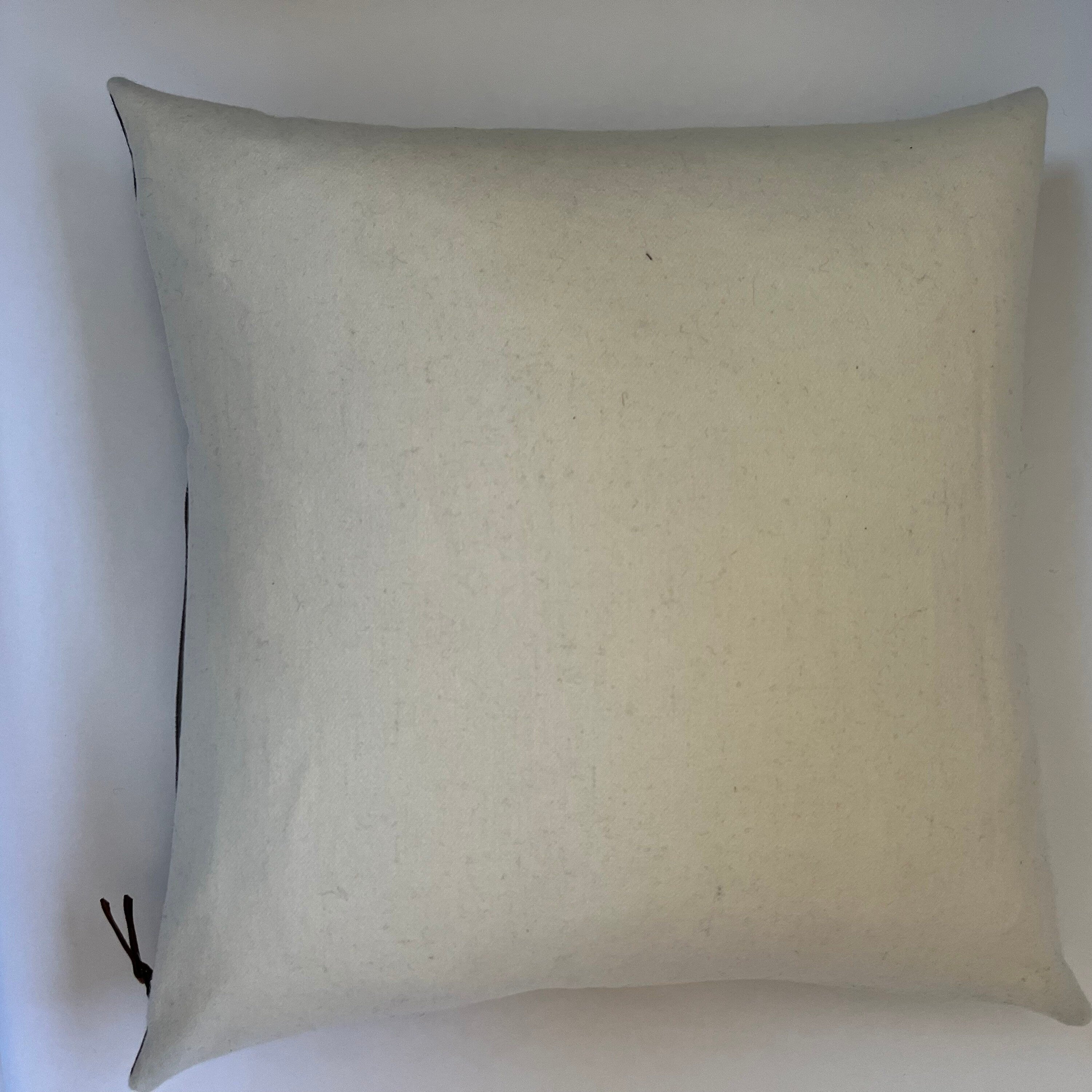 Swisscross wool pillow cover chocolate brown with cream swisscross exposed zipper-leather pull 20x20 or 24x14 handmade