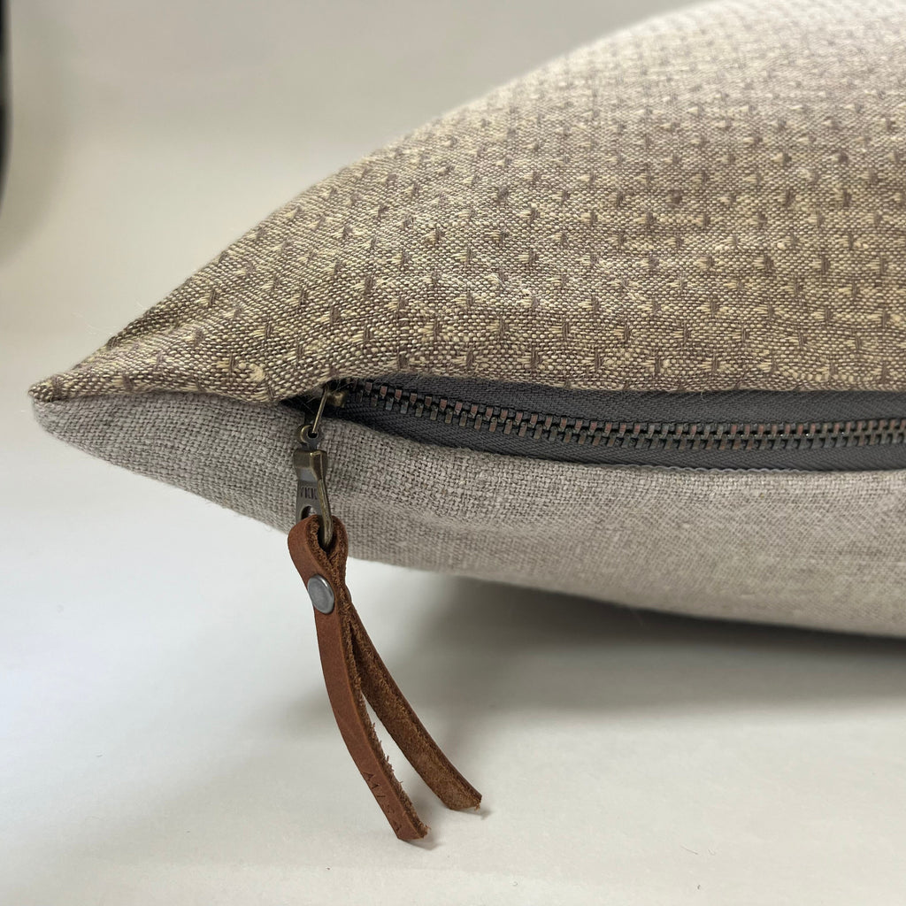 Brown textured linen pillow cover brown dotted pillow 18” 20” 22” 24” 14x24 housewarming gift handcrafted by misa 100% linen