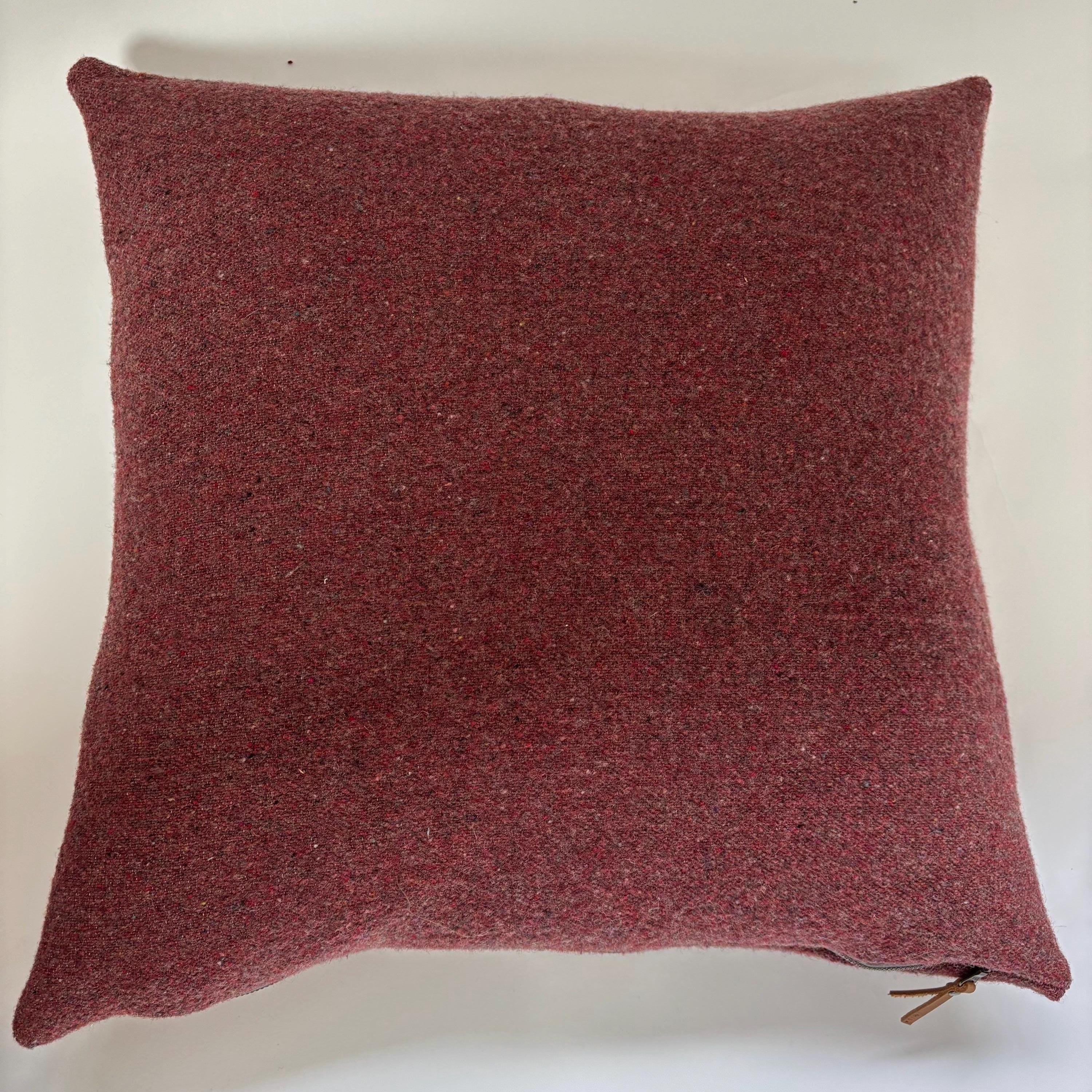 Wool Pillow Cover: Striped Pink Blue Tan, 20x20 Accent Pillow
