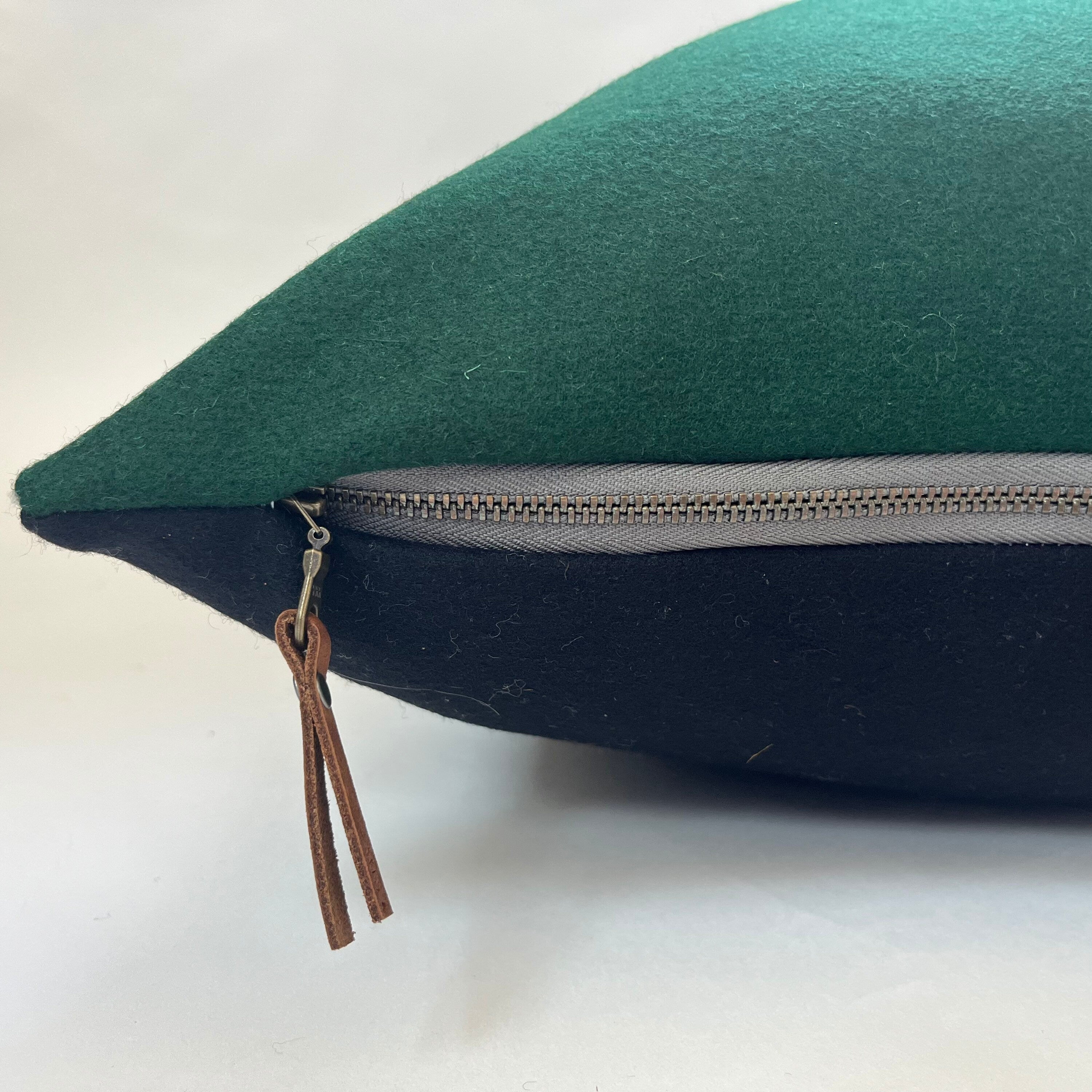 Green wool pillow cover emerald green wool pillow exposed zipper 24x2422x22 20x20 14x24 Handcrafted by misa