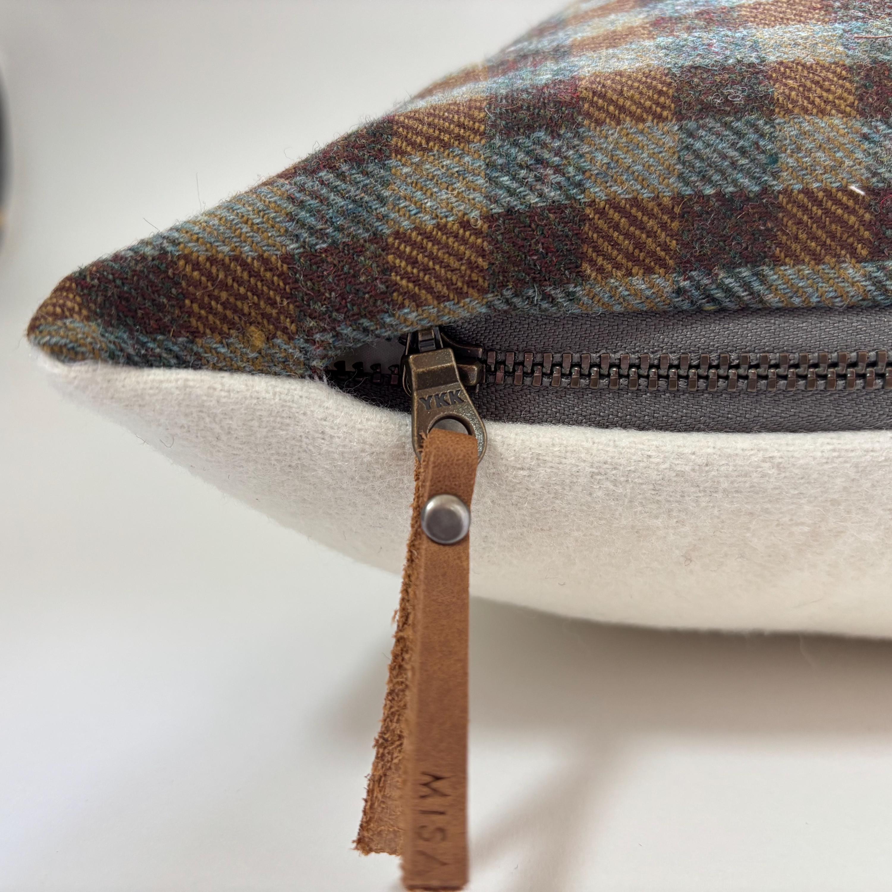 plaid pillow greens and browns wool fall pillow 18”20”22”24” 14x24 housewarming gift