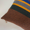 Striped Wool Pillow Cover: Brown, Blue, Yellow striped (18")