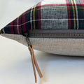Plaid Linen Christmas Pillow Cover: Exposed Zipper, Handcrafted