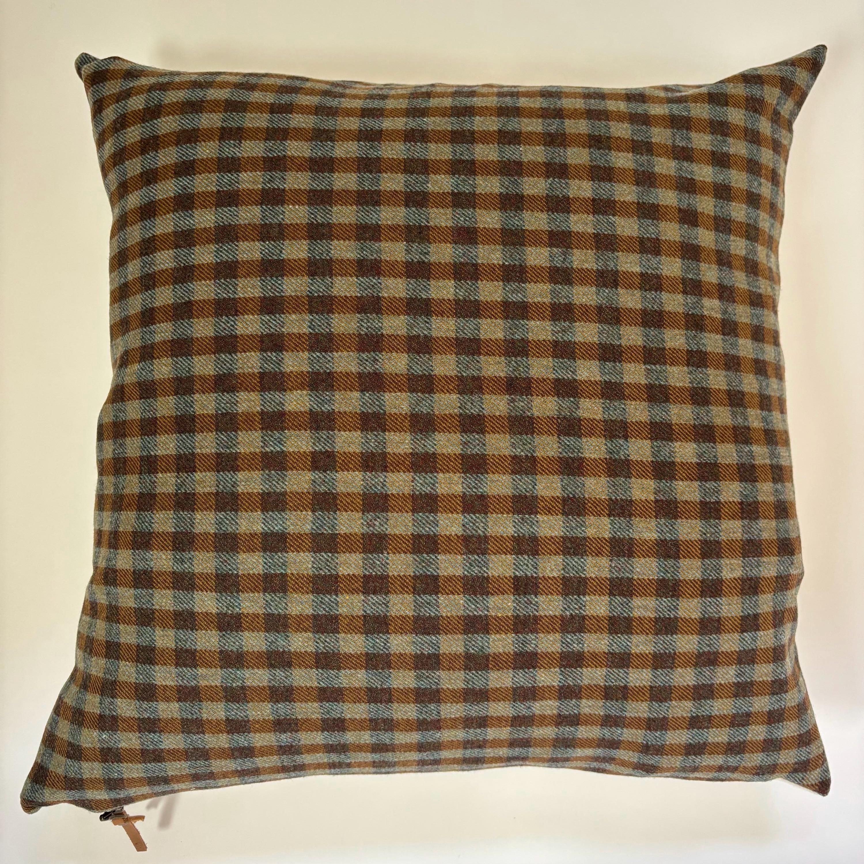 plaid pillow greens and browns wool fall pillow 18”20”22”24” 14x24 housewarming gift