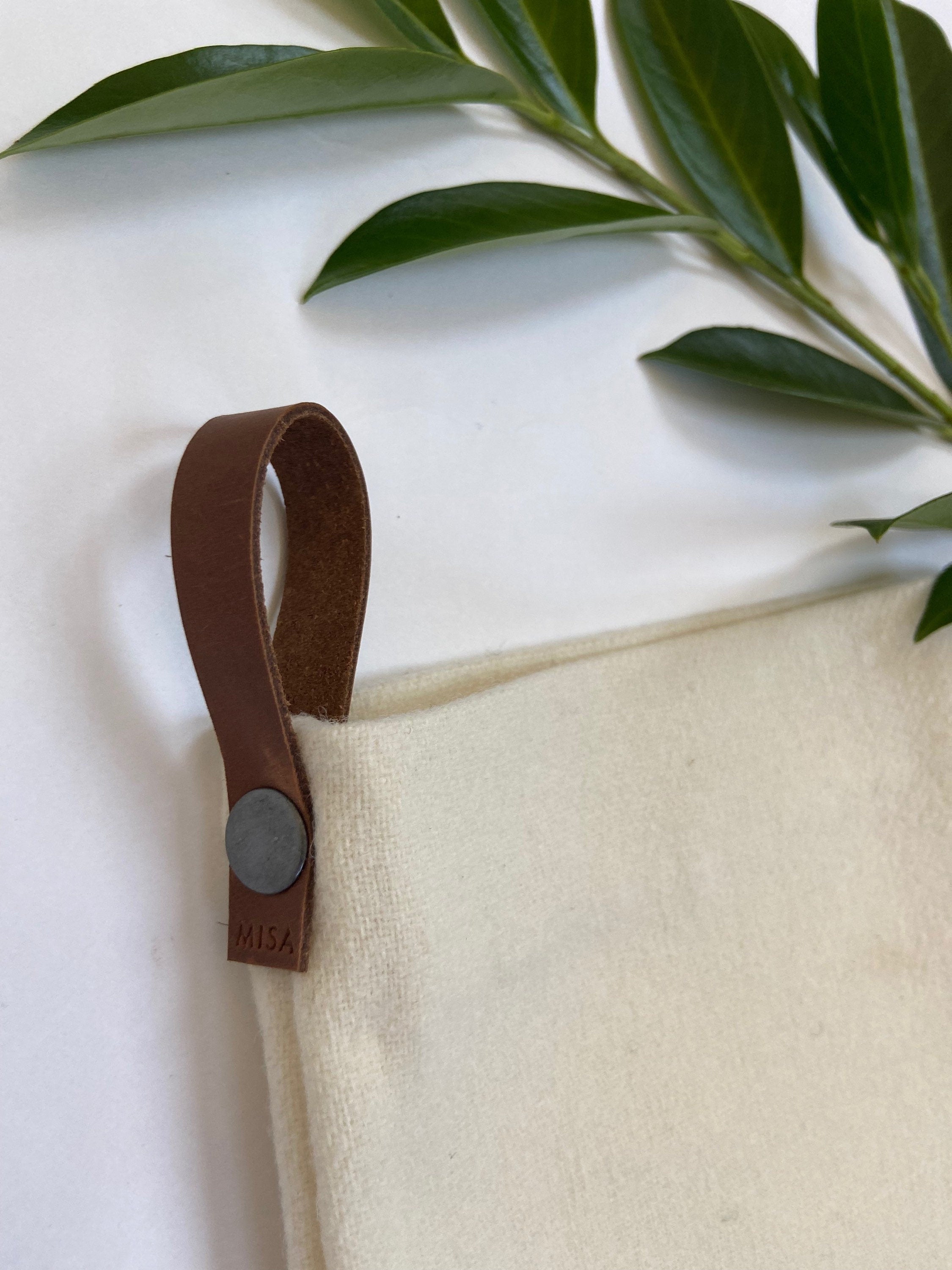 Christmas stocking cream wool stockings leather hanging tabs handmade many available