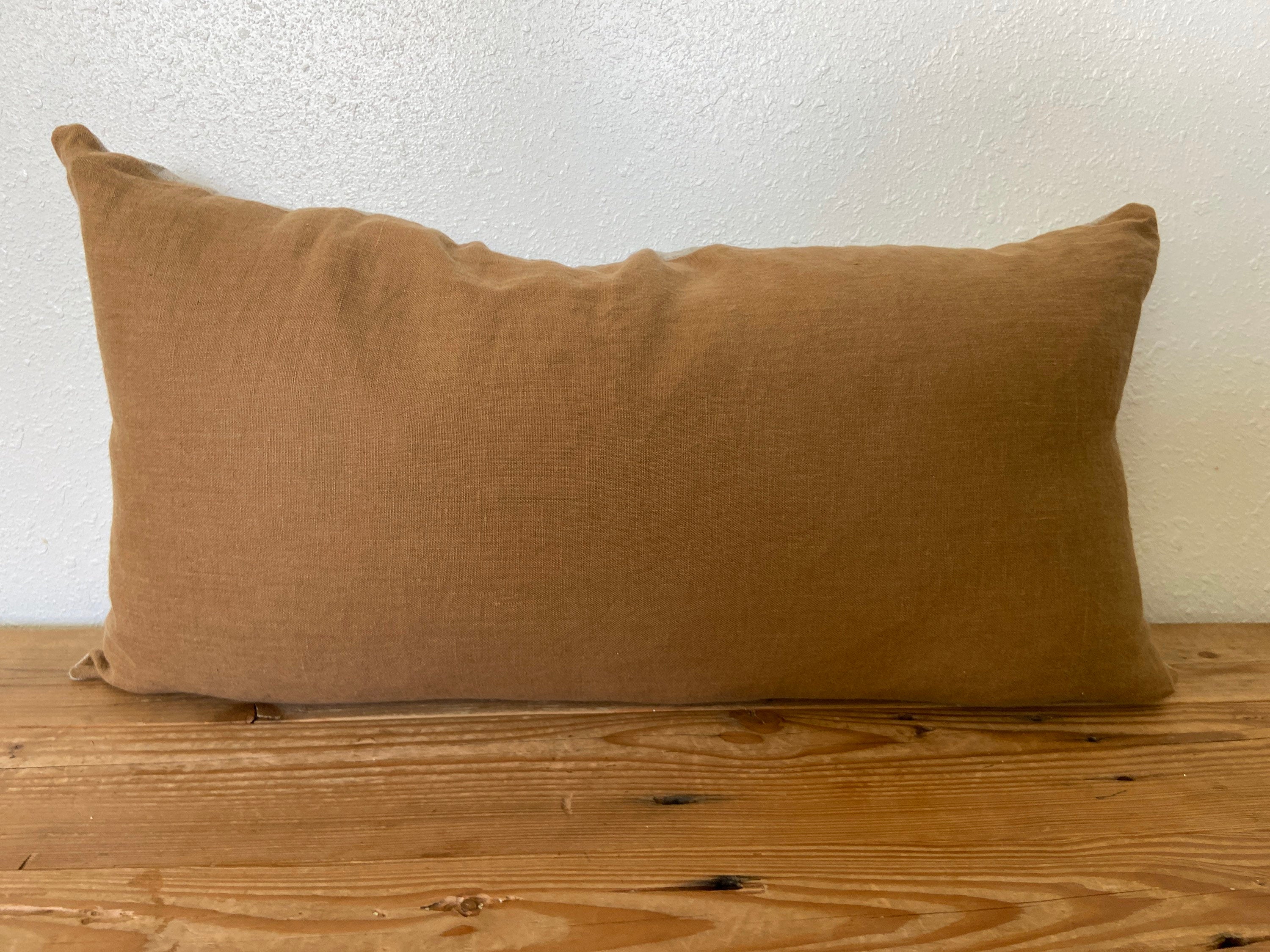 Ginger linen pillow cover 100% linen with exposed zipper leather pull 24x24” 20x20” 22x22" 14x24”handcrafted by misa housewarming pillow