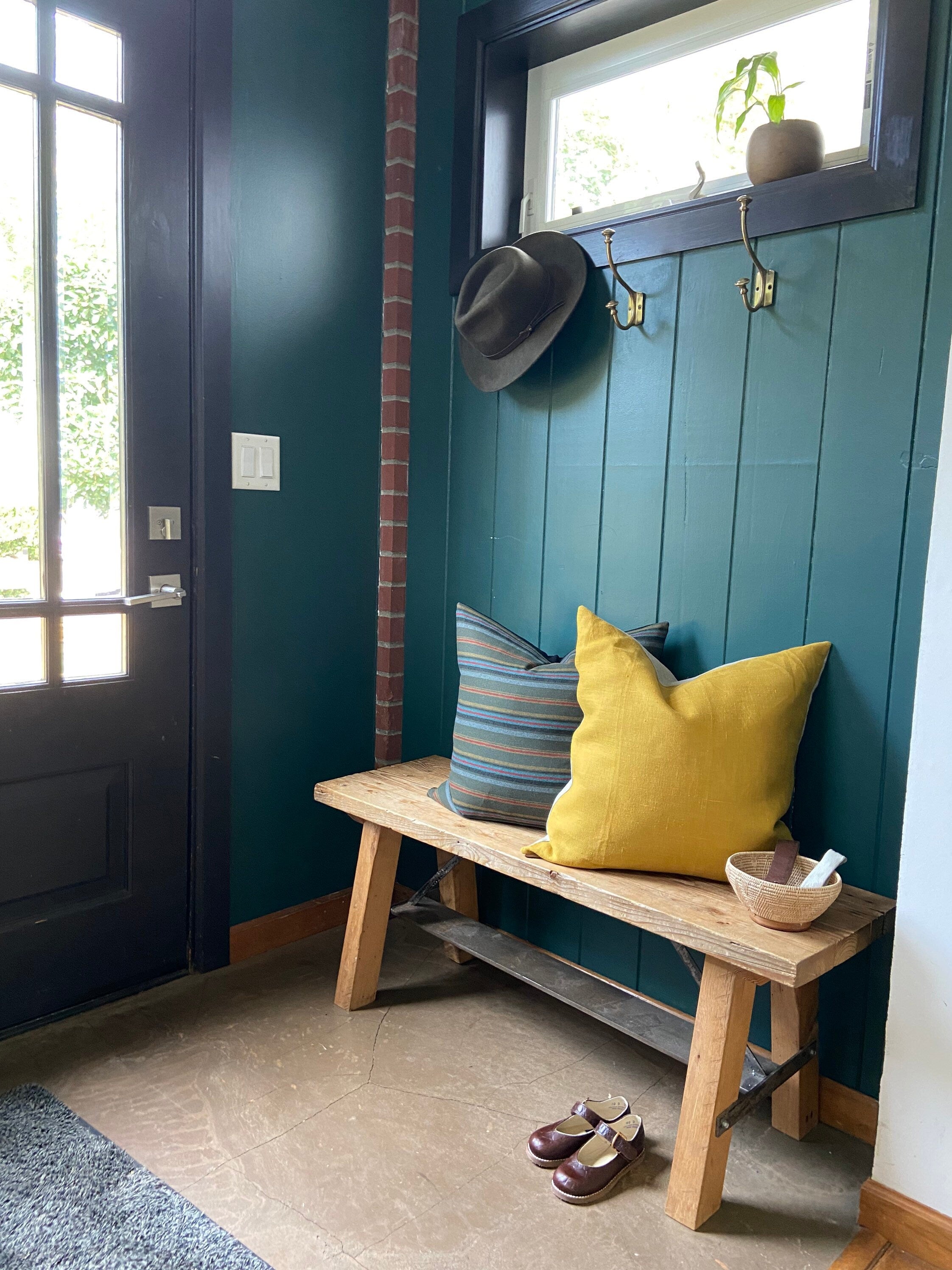 Gold linen pillow cover with neutral linen backing exposed zipper-leather pull 20x20” 22x22" 24x24" 14x24” handcrafted by misa housewarming