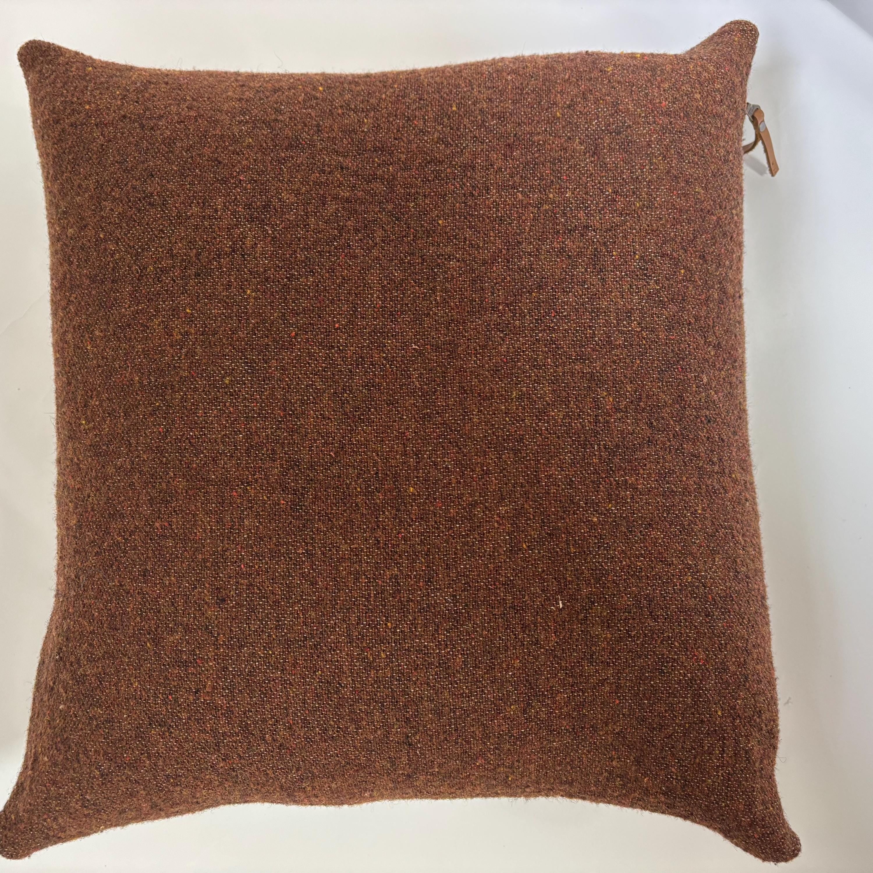 Striped Wool Pillow Cover: Brown, Blue, Yellow striped (18")