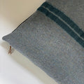 Blue striped wool pillow 18x18 exposed zipper with a leather pull housewarming winter pillow