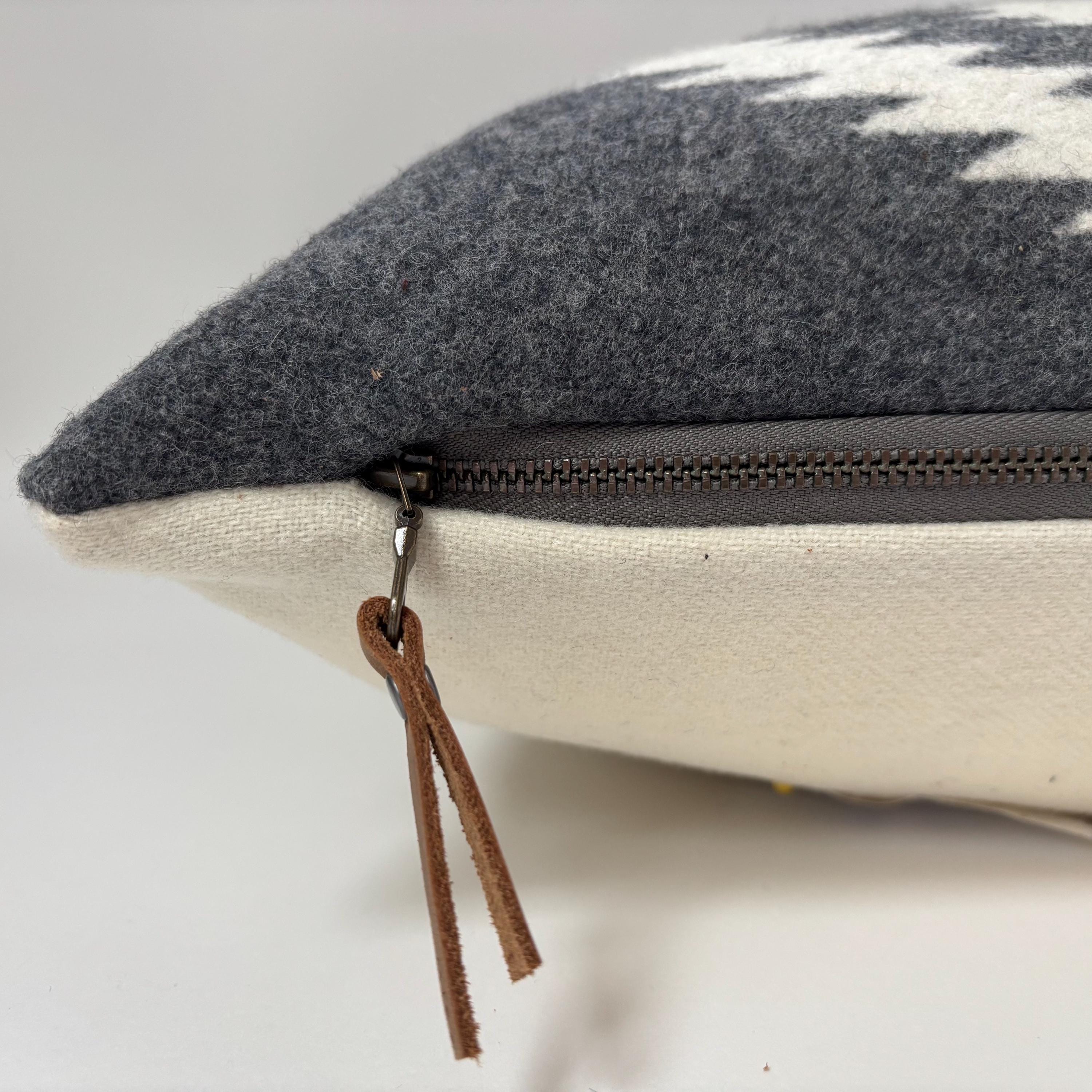 Wool Pillow Cover: Gray Aztec Southwestern Throw Pillow (18x18")