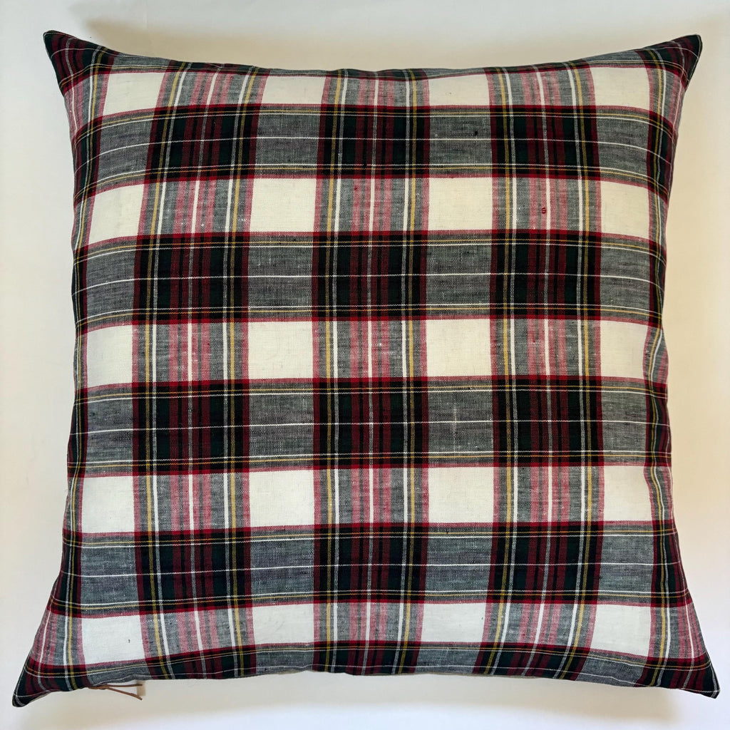 Plaid Linen Christmas Pillow Cover: Exposed Zipper, Handcrafted
