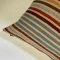 Wool Pillow Cover: Tans and rust striped Aztec Design, Leather Pull (20x20)