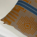 Wool Pillow Cover: Aztec Southwestern Design, Leather Pull (18x18”)