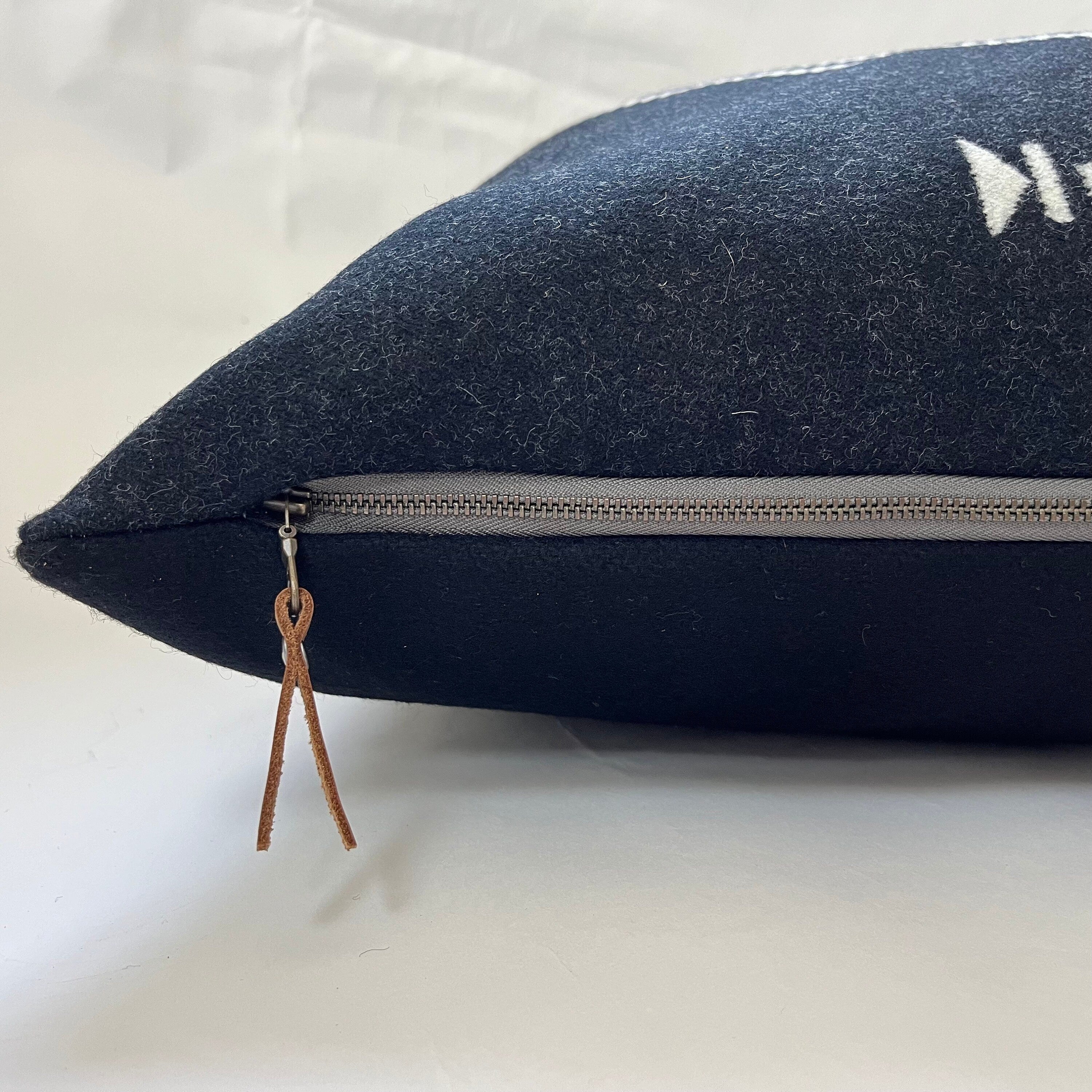 Los Ojos Wool Pillow Cover: Black Cream Throw Pillow (24x24)