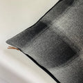 Black and white plaid wool pillow cover exposed zipper-leather pull 24"20" handmade  housewarming gift