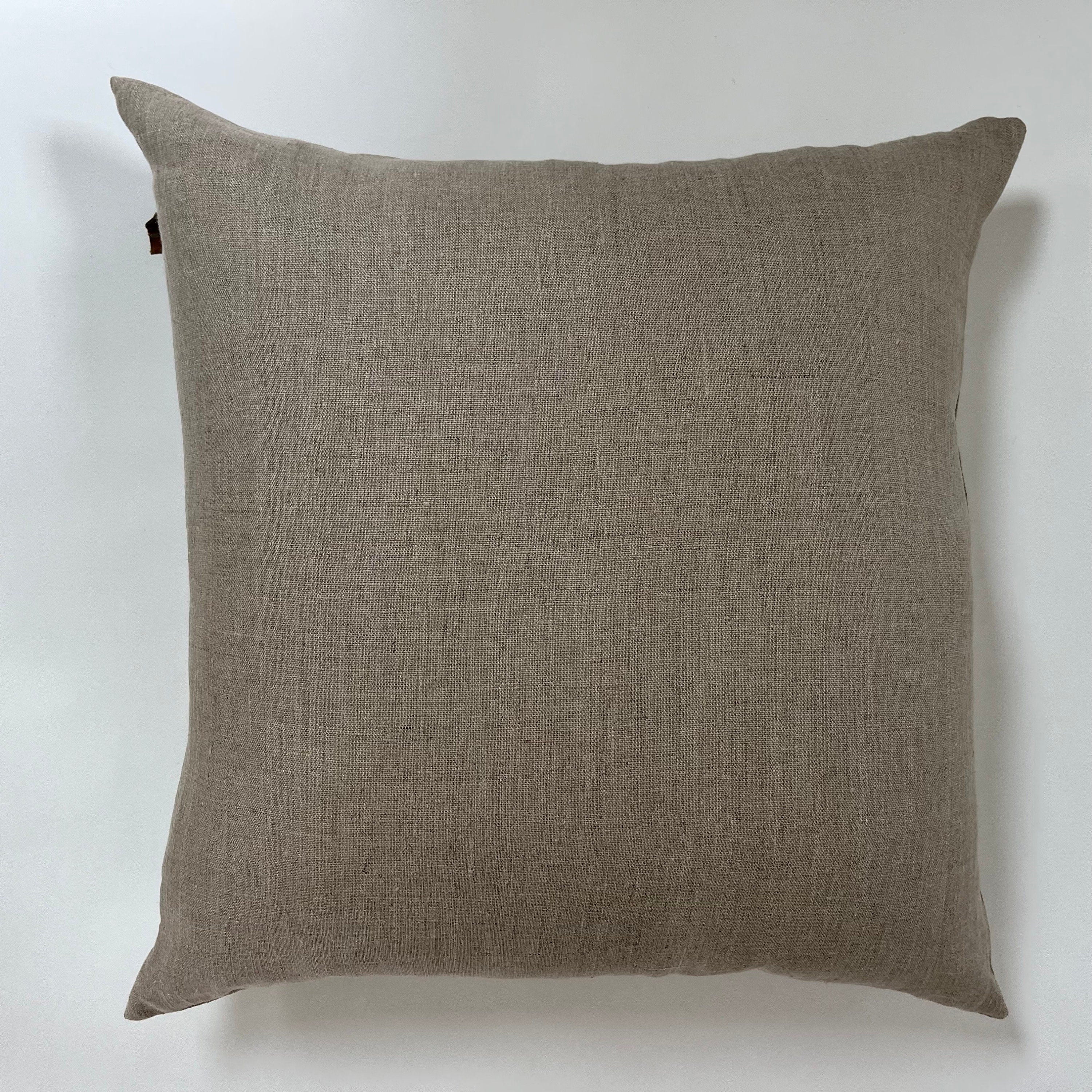 Black and white textured linen pillow cover exposed zipper-leather pull 14x24 20” 22” 24” 100% linen housewarming gift