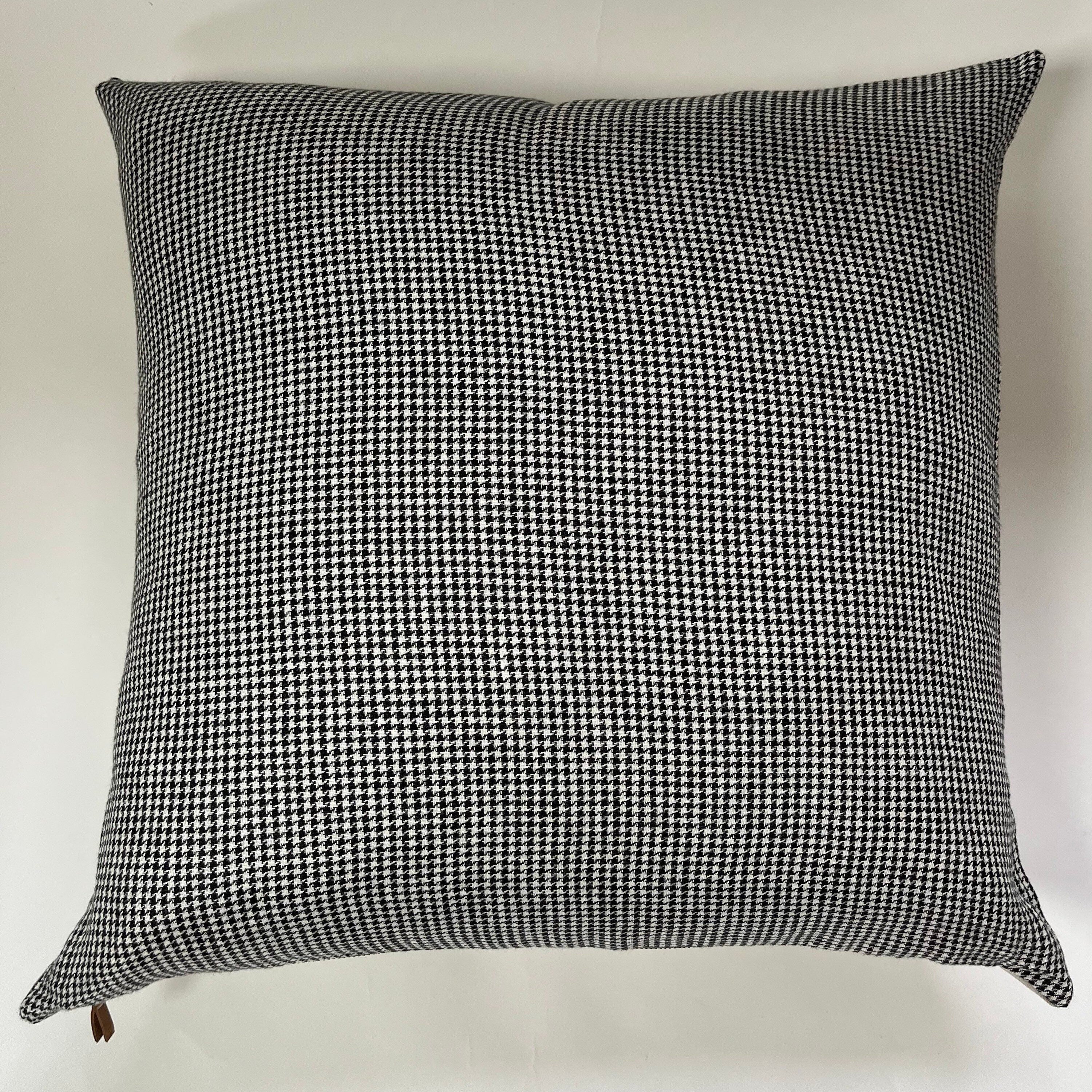 Black and white pillow houndstooth linen pillow black and white linen exposed zipper checked pillow 24”20”22"14x24” 100% linen housewarming