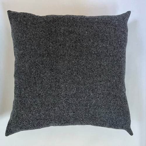 Black and white pinstriped wool pillow cover exposed zipper-leather pull 24"22"20" 14x24 handmade