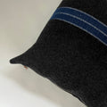 Wool Pillow Gray Plaid Throw Pillow with Blue Stripe
