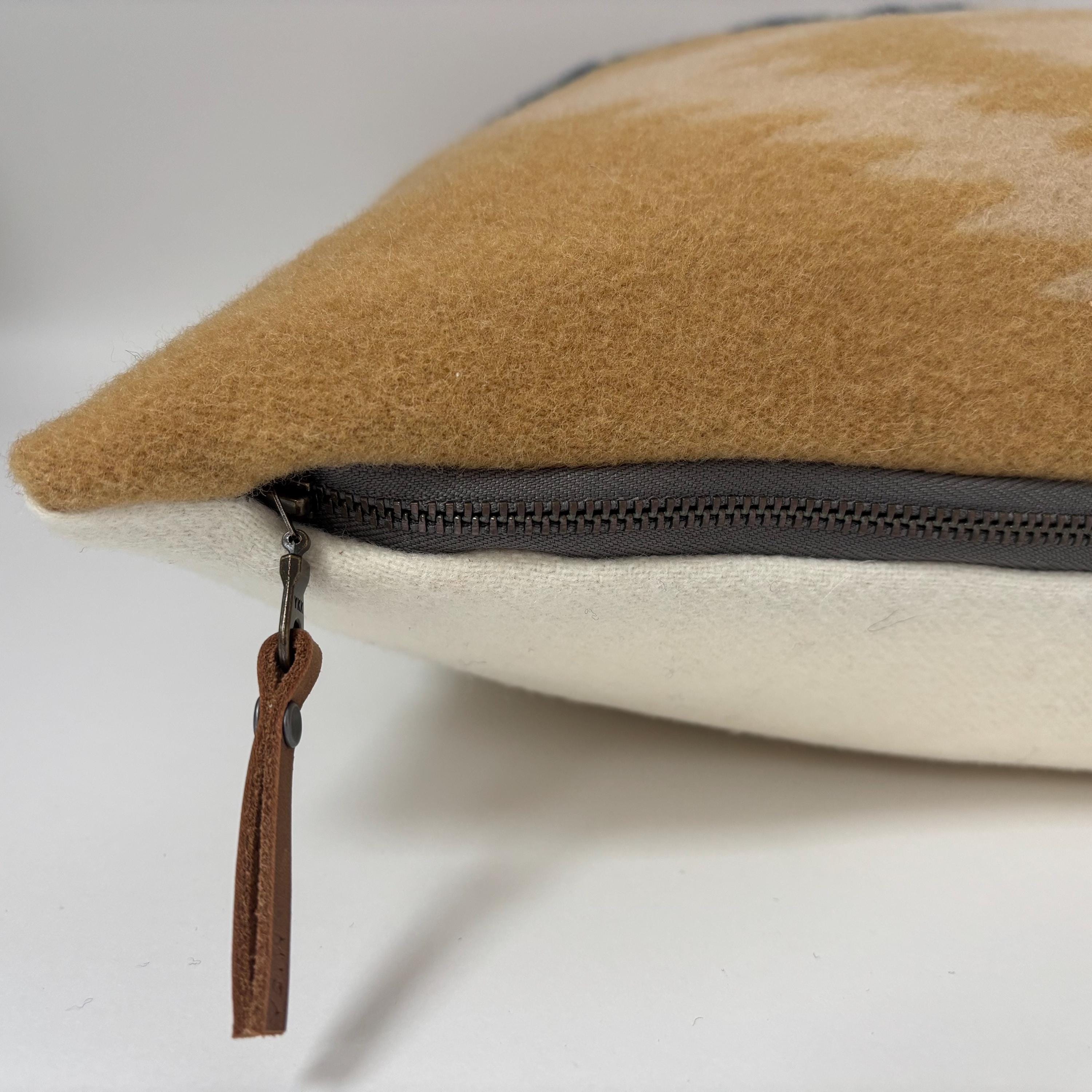 Handcrafted Wool Pillow Cover: Gold Aztec Southwestern Design (18x18”)