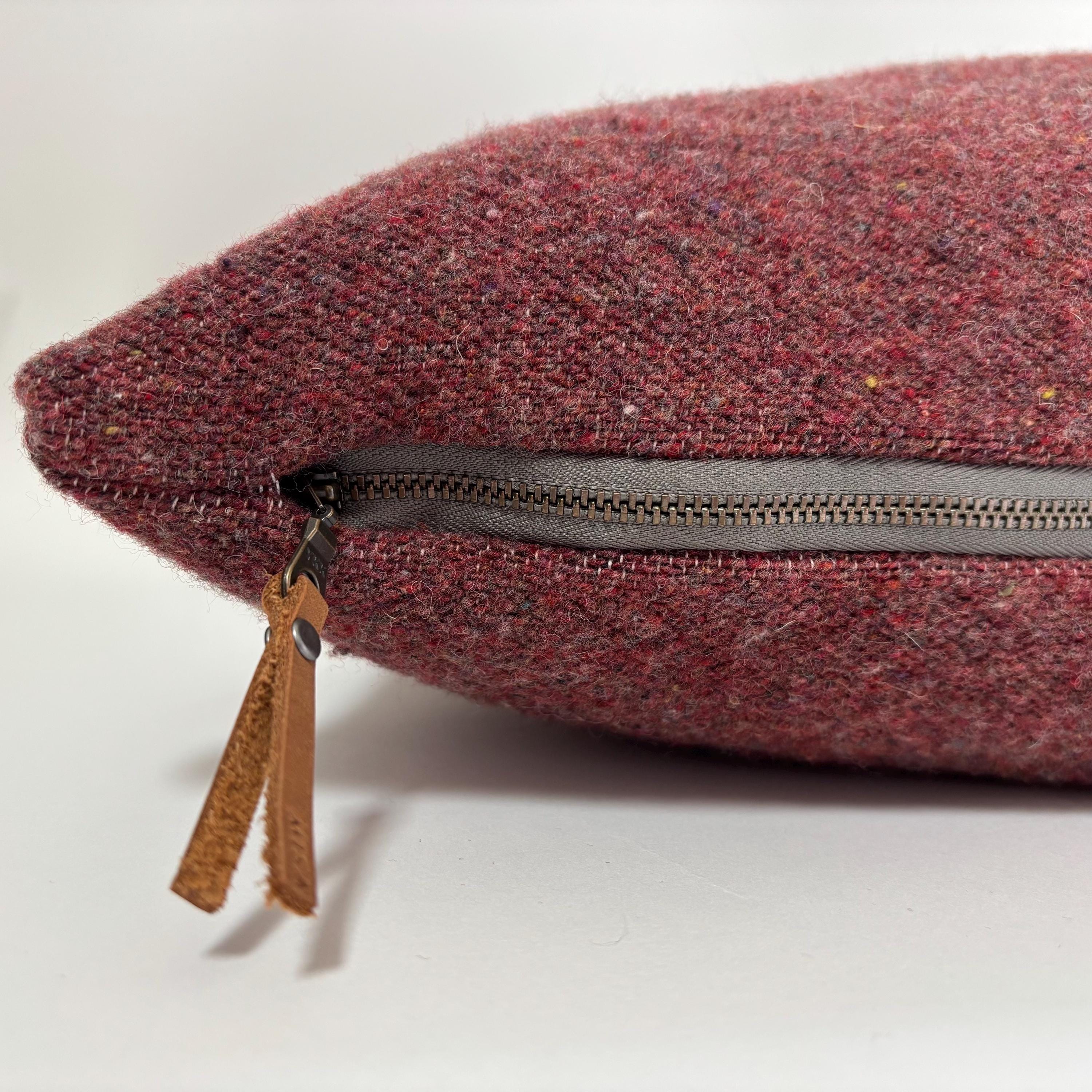 Wool Pillow Cover: Striped Pink Blue Tan, 20x20 Accent Pillow