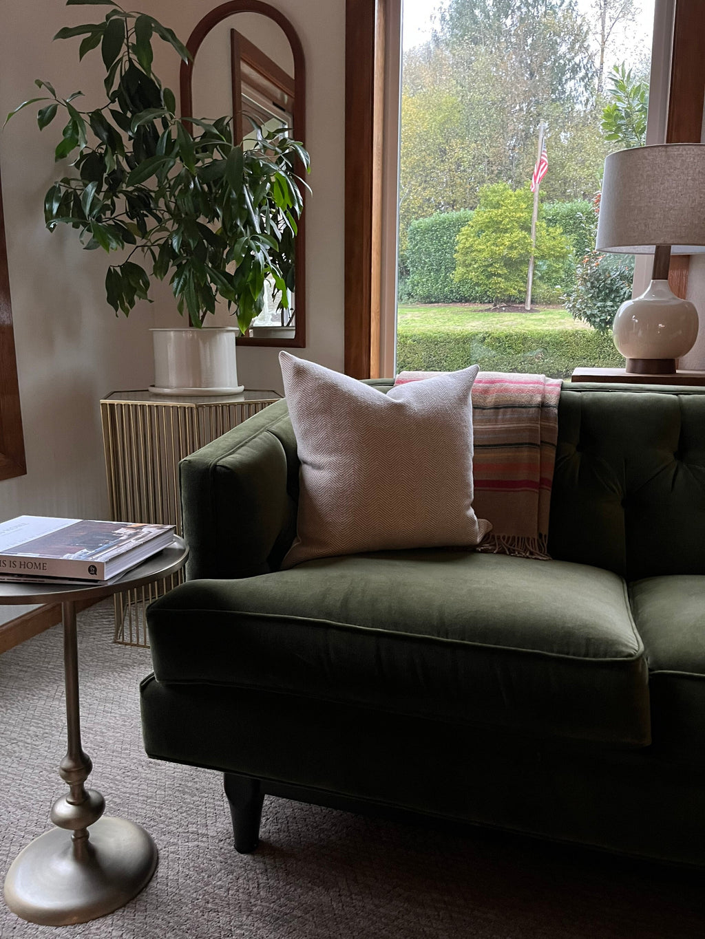 Tan and cream herringbone wool pillow cover exposed zipper-leather pull 20x20 22x2214x24 24x24 handmade Handcrafted by misa