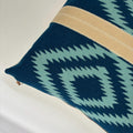Wool Pillow Cover: Blue and cream Aztec Southwestern Design, 18x18”