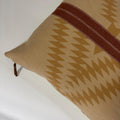 Wool Pillow Cover: Aztec Southwestern Design Golds and Rust with Leather Pull (18x18”)
