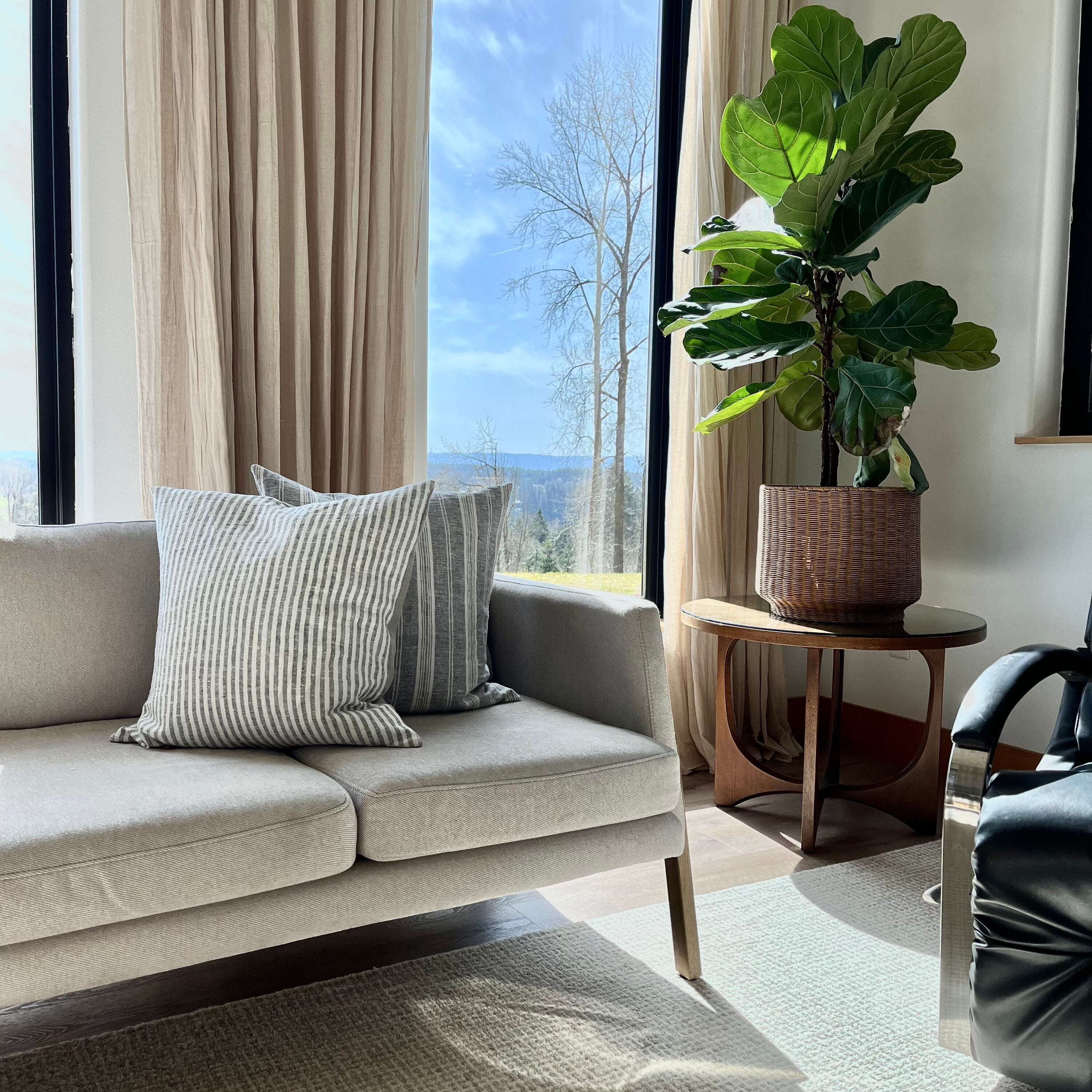 Gray striped pillow gray and white linen pillow 100% linen exposed zipper 14x24 20" 22" 24" housewarming gift