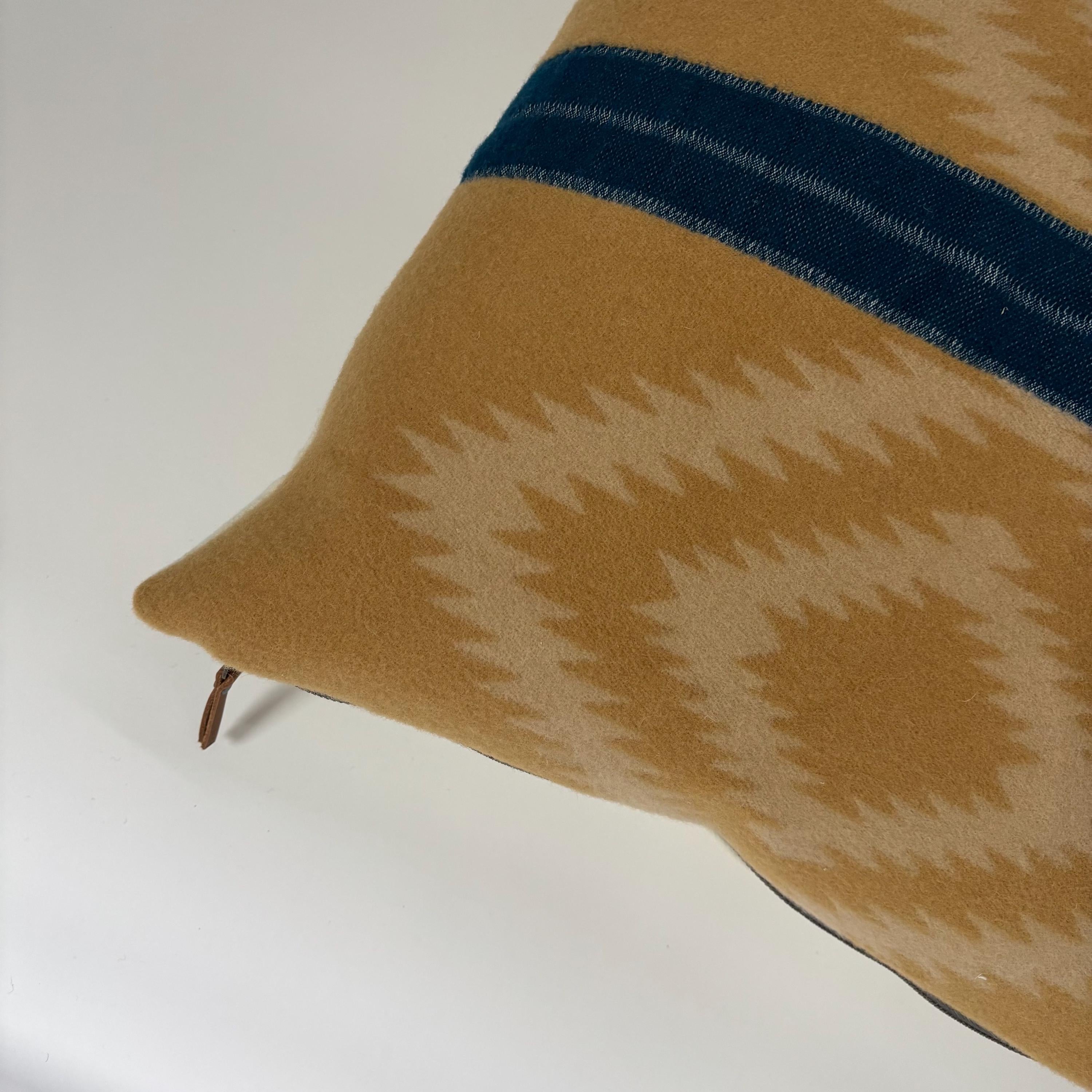 Handcrafted Wool Pillow Cover: Gold Aztec Southwestern Design (18x18”)