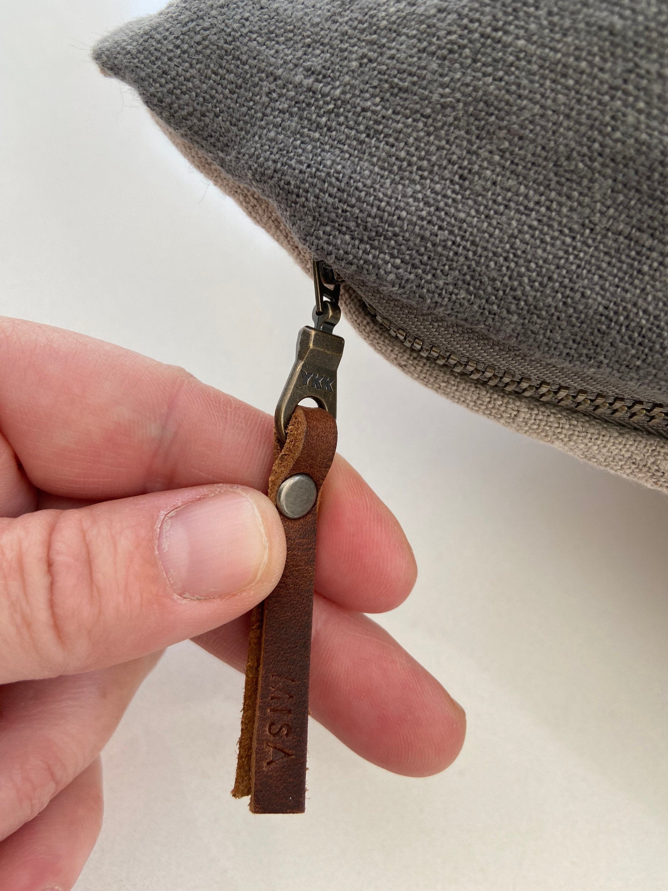 graphite linen pillow gray pillow gray linen pillow exposed zipper leather pull 24”20”22' 14x24” 100% linen housewarming gift