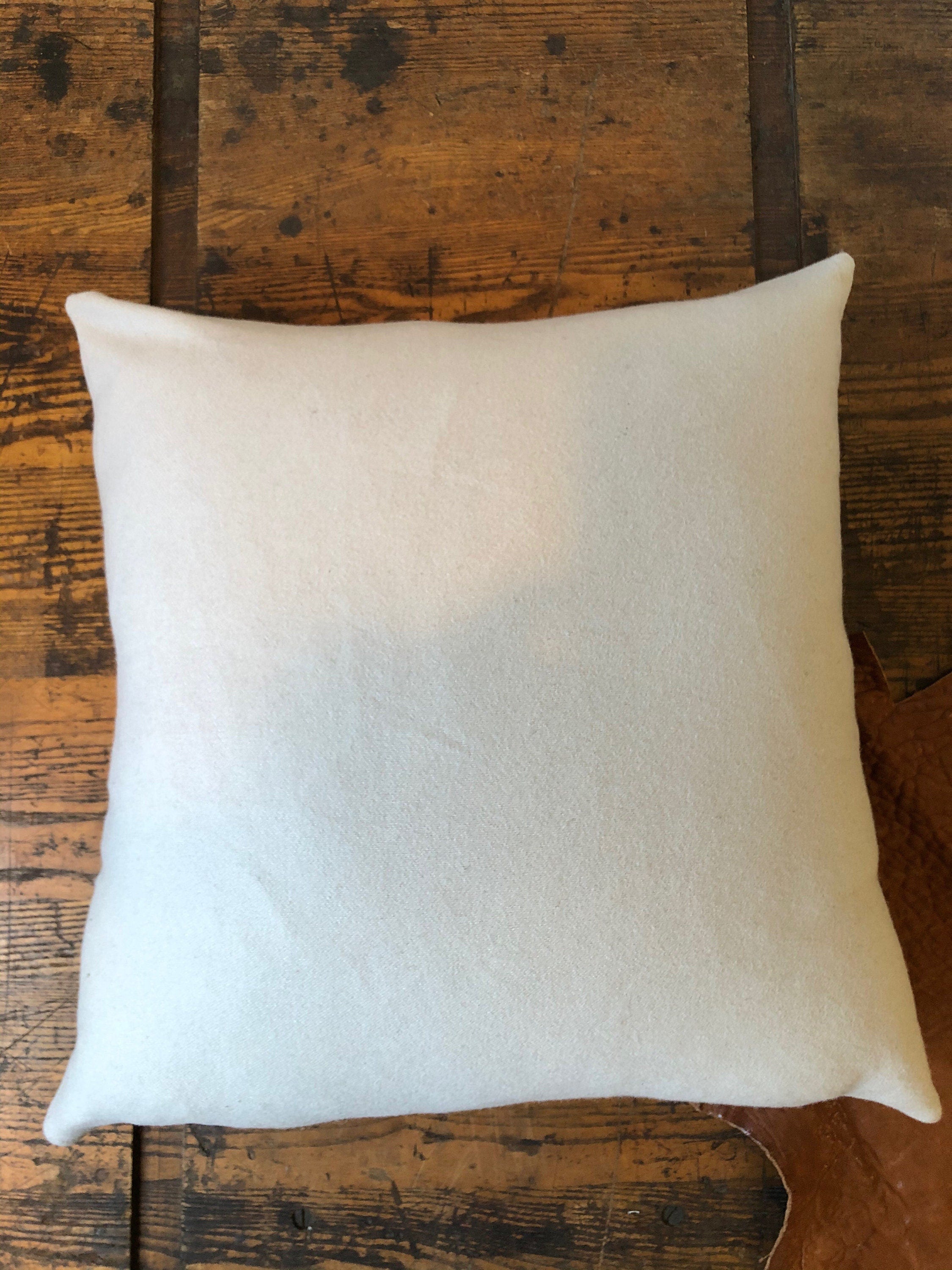 Striped wool pillow cover blues browns handmade with exposed zipper-leather pull 20x20 14x24 Handcrafted by misa