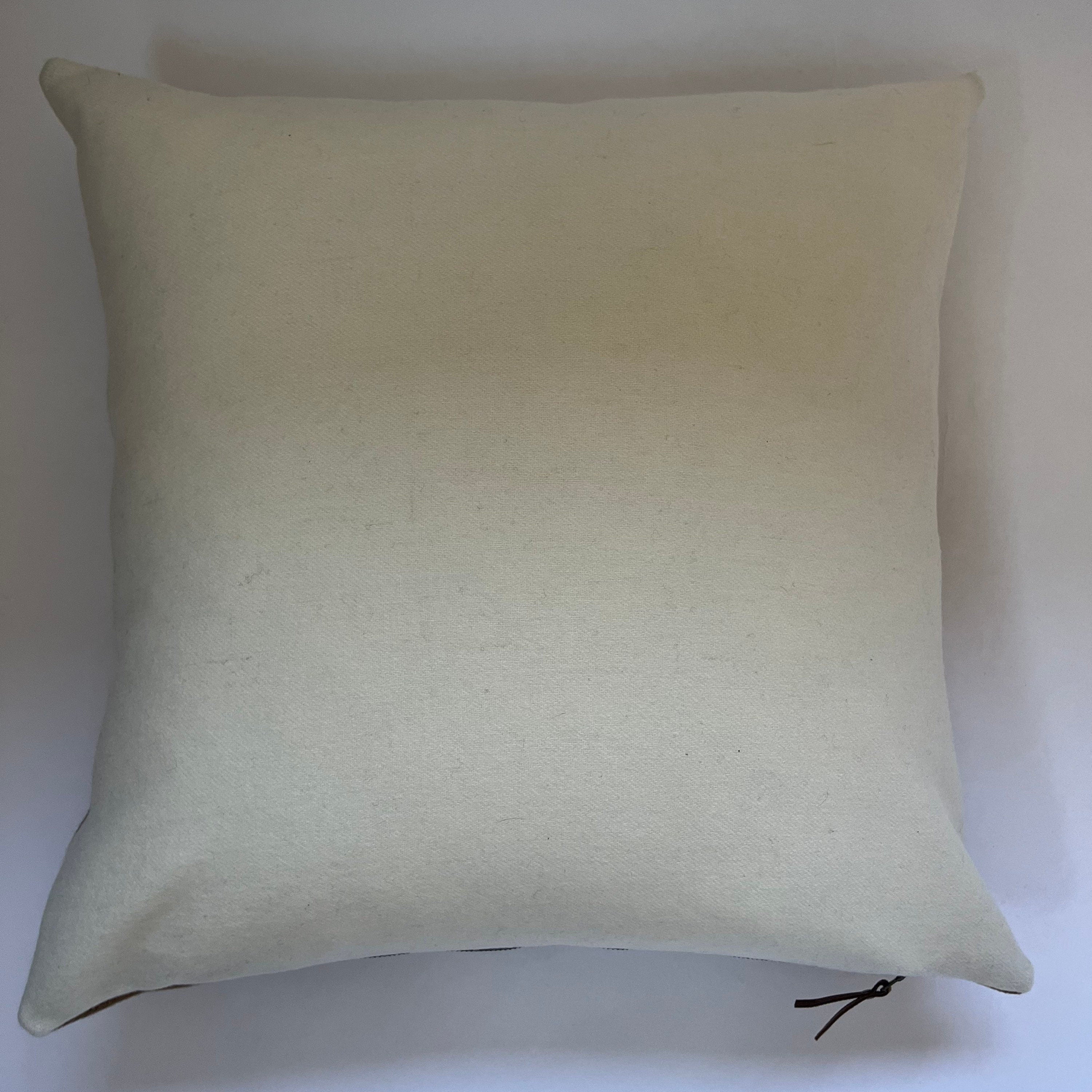 Swisscross pillow cover camel brown with cream cross exposed zipper-leather pull 20x20 or 24x14 lumbar handmade